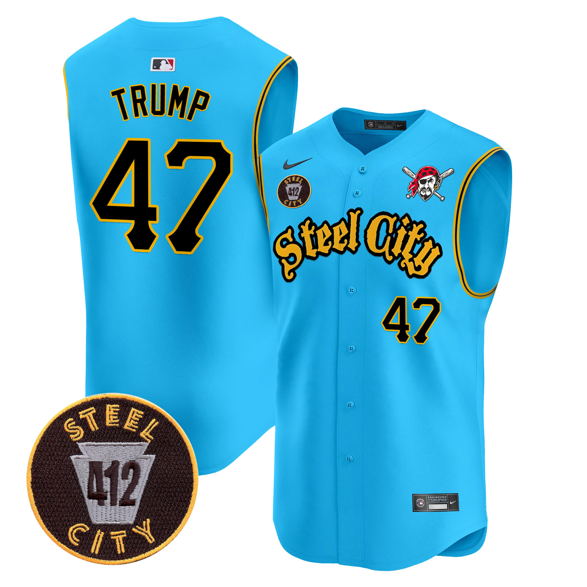 Men's Pittsburgh Pirates 412 Patch Vapor Premier Sleeveless Jersey - All Stitched