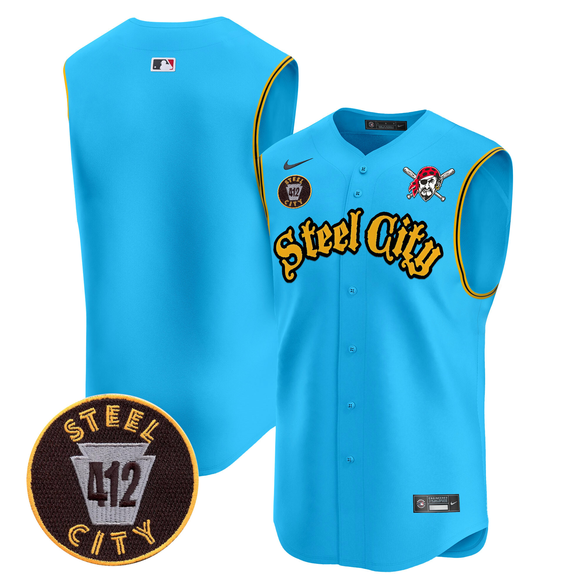 Men's Pittsburgh Pirates 412 Patch Vapor Premier Sleeveless Jersey - All Stitched