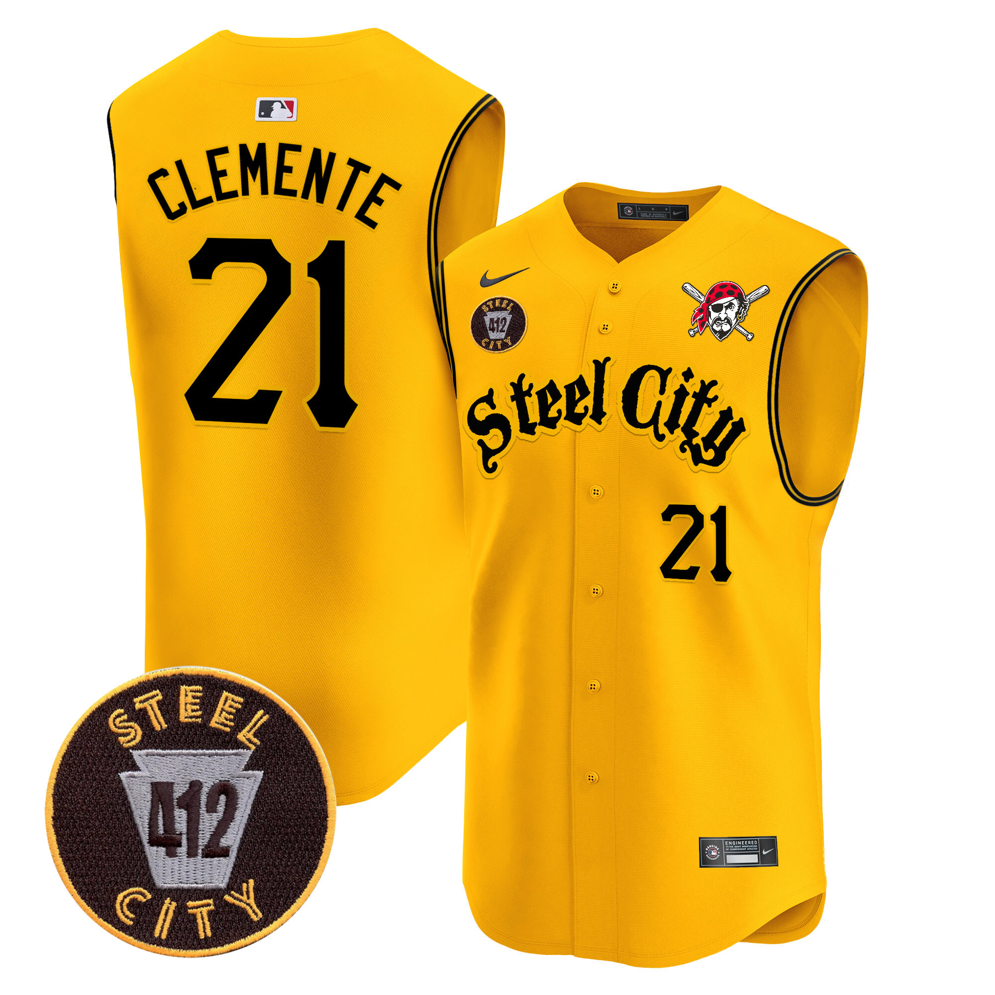 Men's Pittsburgh Pirates 412 Patch Vapor Premier Sleeveless Jersey - All Stitched