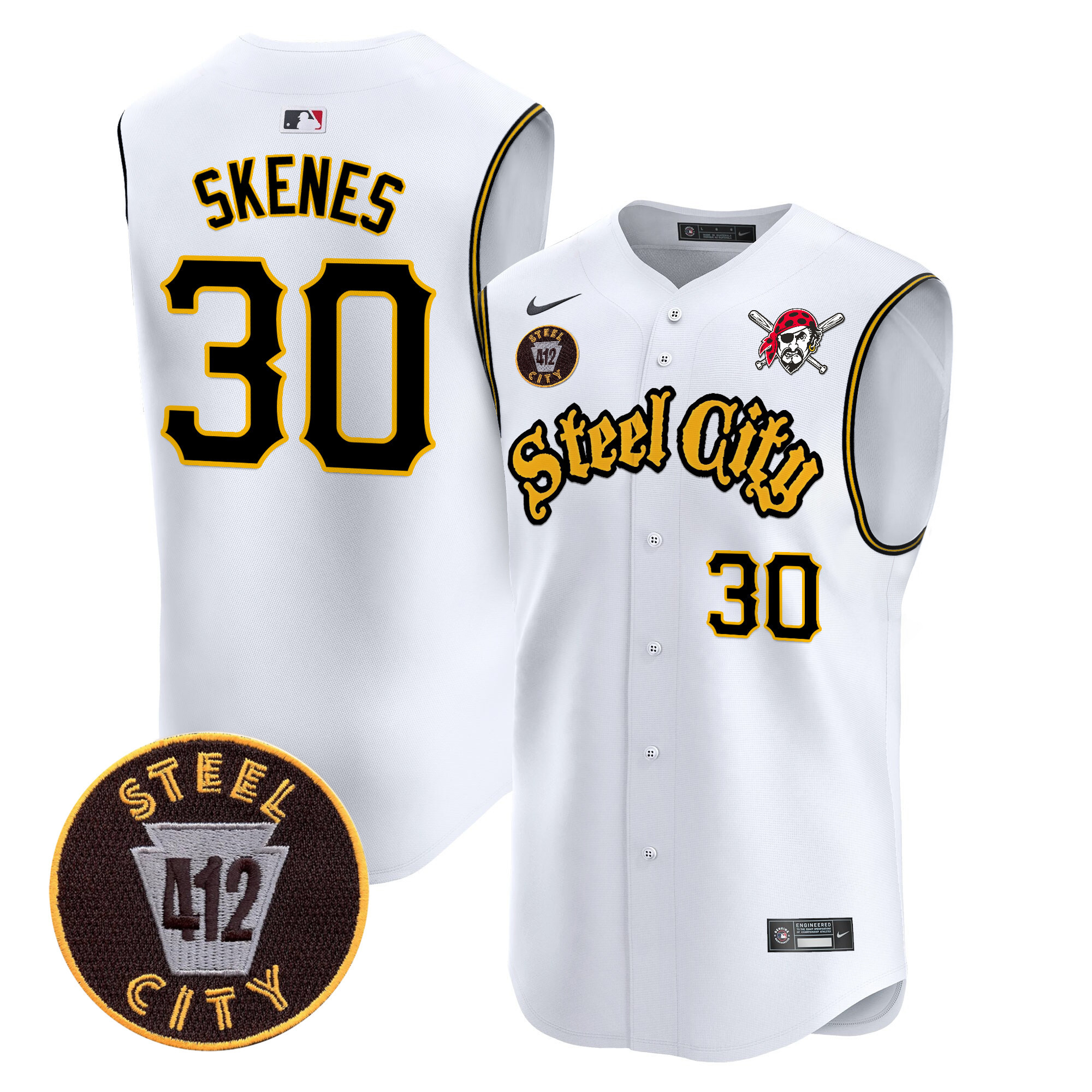 Men's Pittsburgh Pirates 412 Patch Vapor Premier Sleeveless Jersey - All Stitched