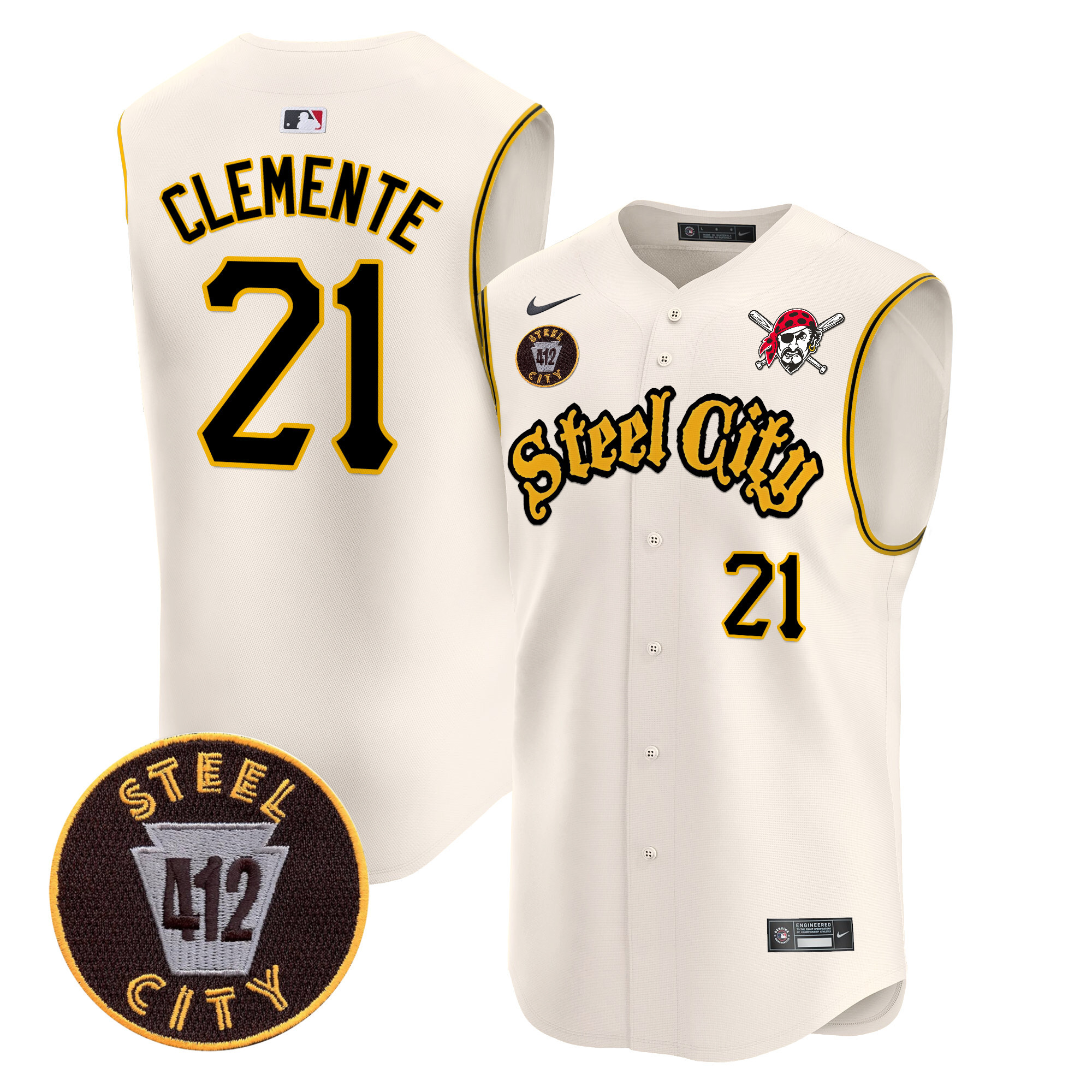 Men's Pittsburgh Pirates 412 Patch Vapor Premier Sleeveless Jersey - All Stitched