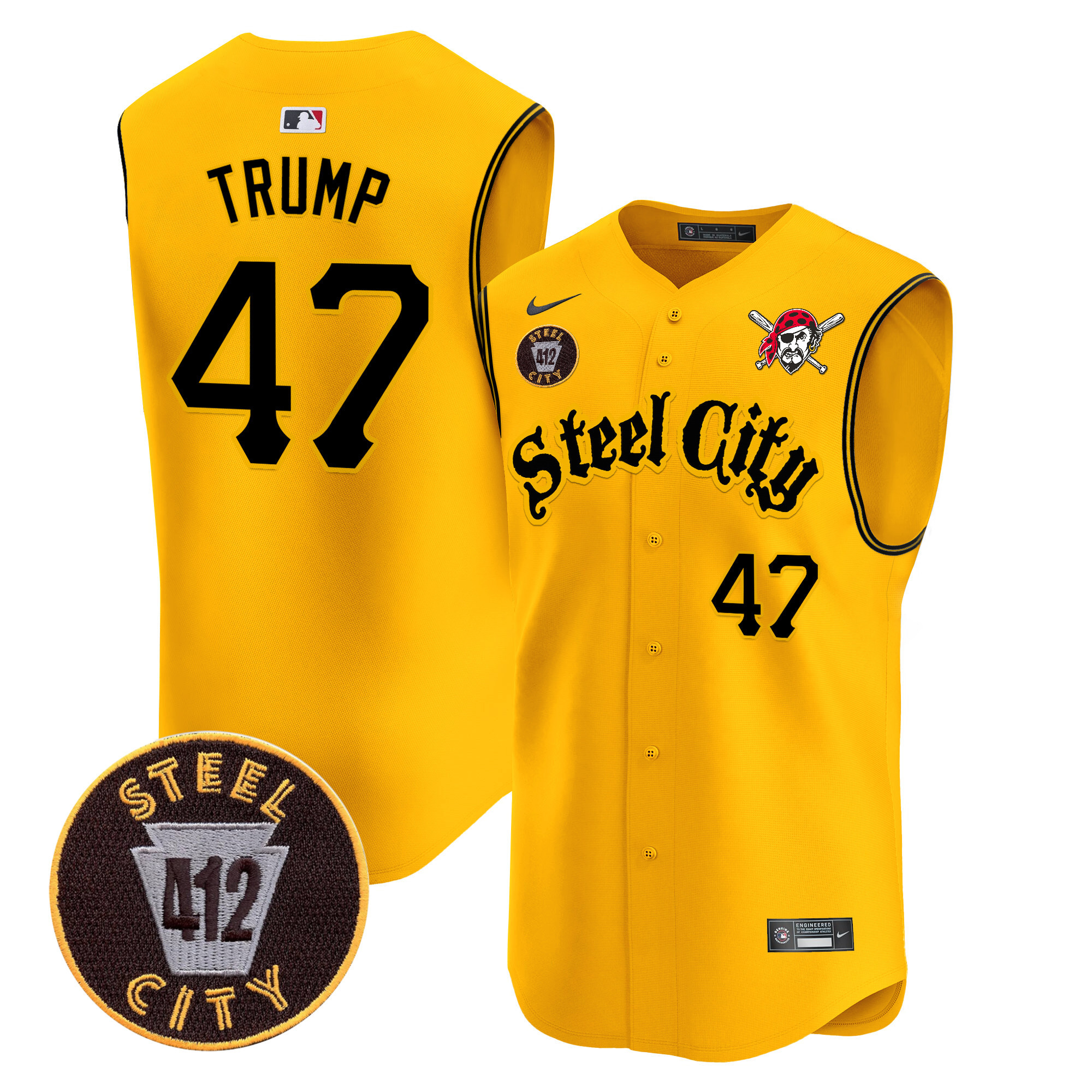 Men's Pittsburgh Pirates 412 Patch Vapor Premier Sleeveless Jersey - All Stitched