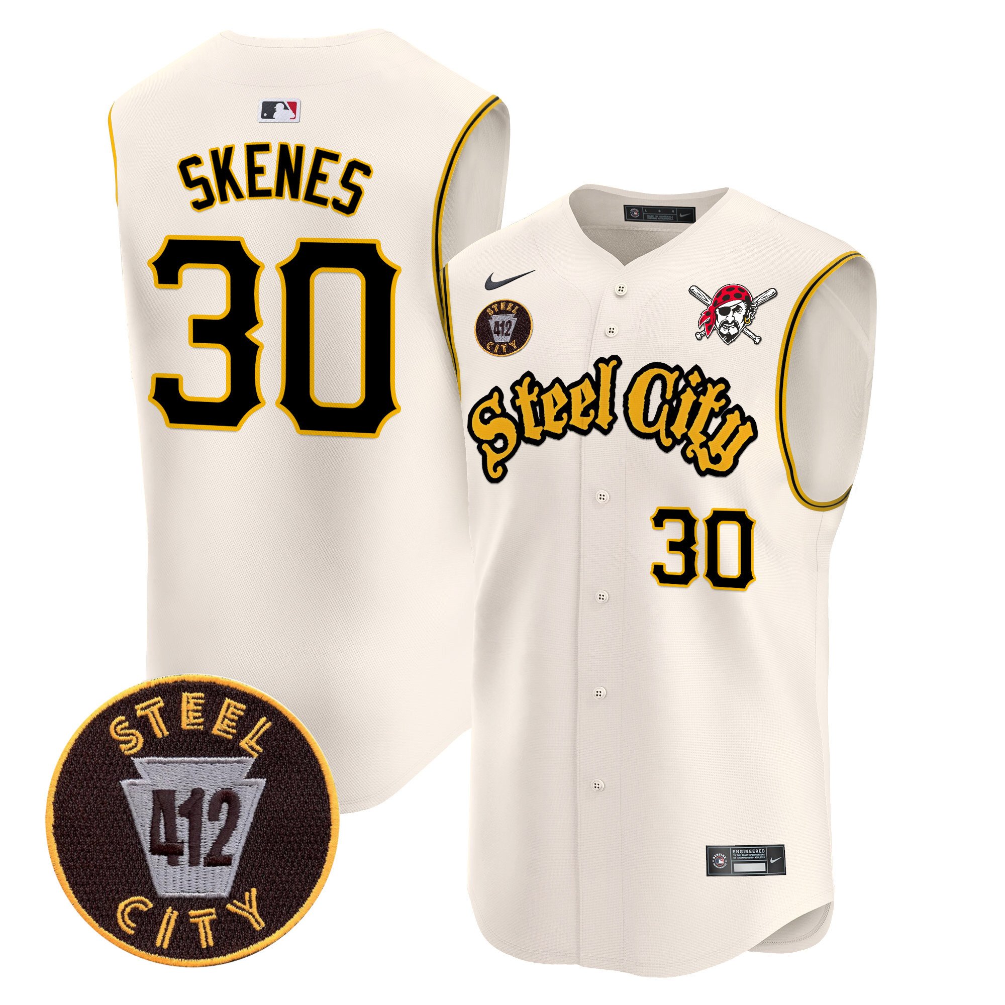 Men's Pittsburgh Pirates 412 Patch Vapor Premier Sleeveless Jersey - All Stitched