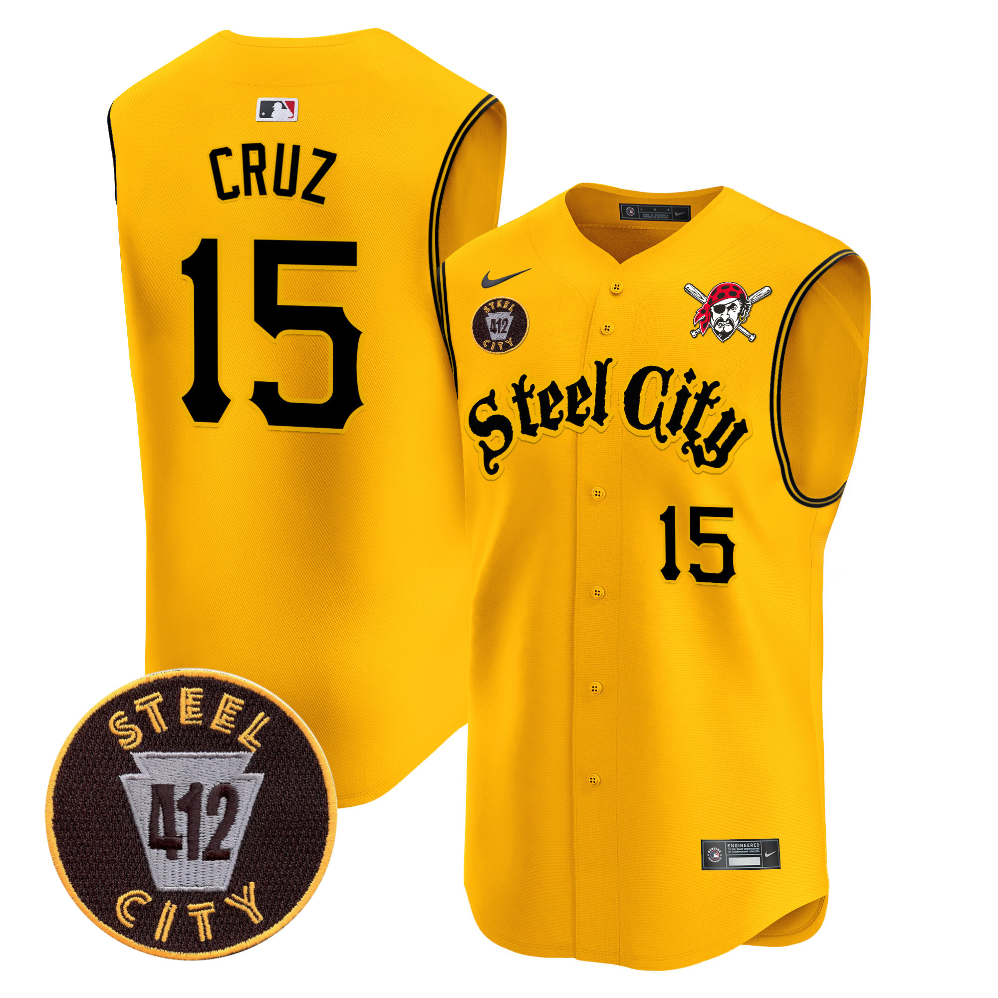 Men's Pittsburgh Pirates 412 Patch Vapor Premier Sleeveless Jersey - All Stitched