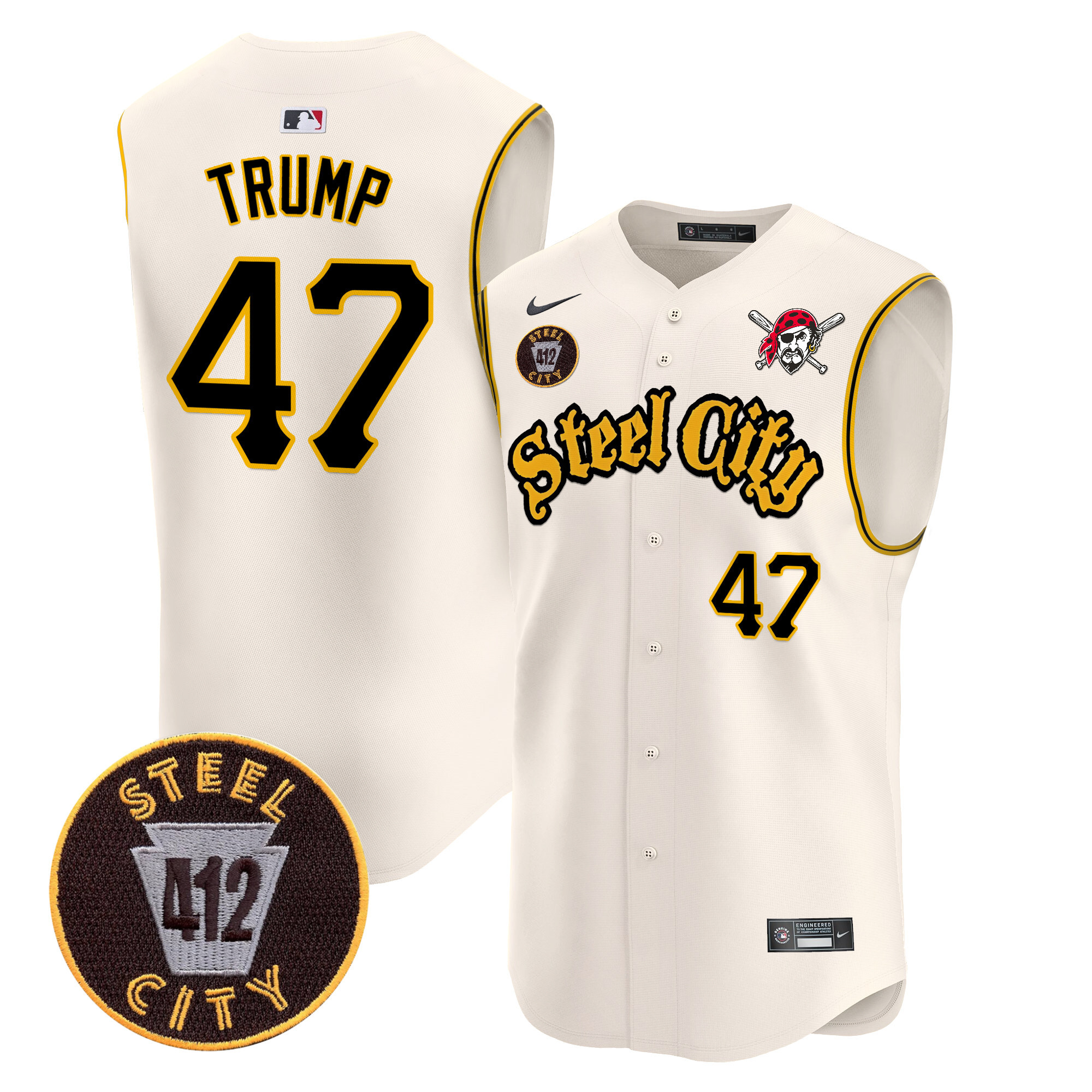 Men's Pittsburgh Pirates 412 Patch Vapor Premier Sleeveless Jersey - All Stitched