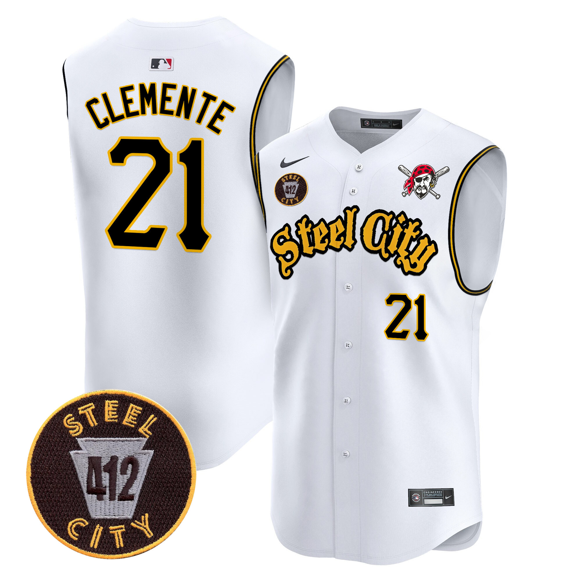 Men's Pittsburgh Pirates 412 Patch Vapor Premier Sleeveless Jersey - All Stitched