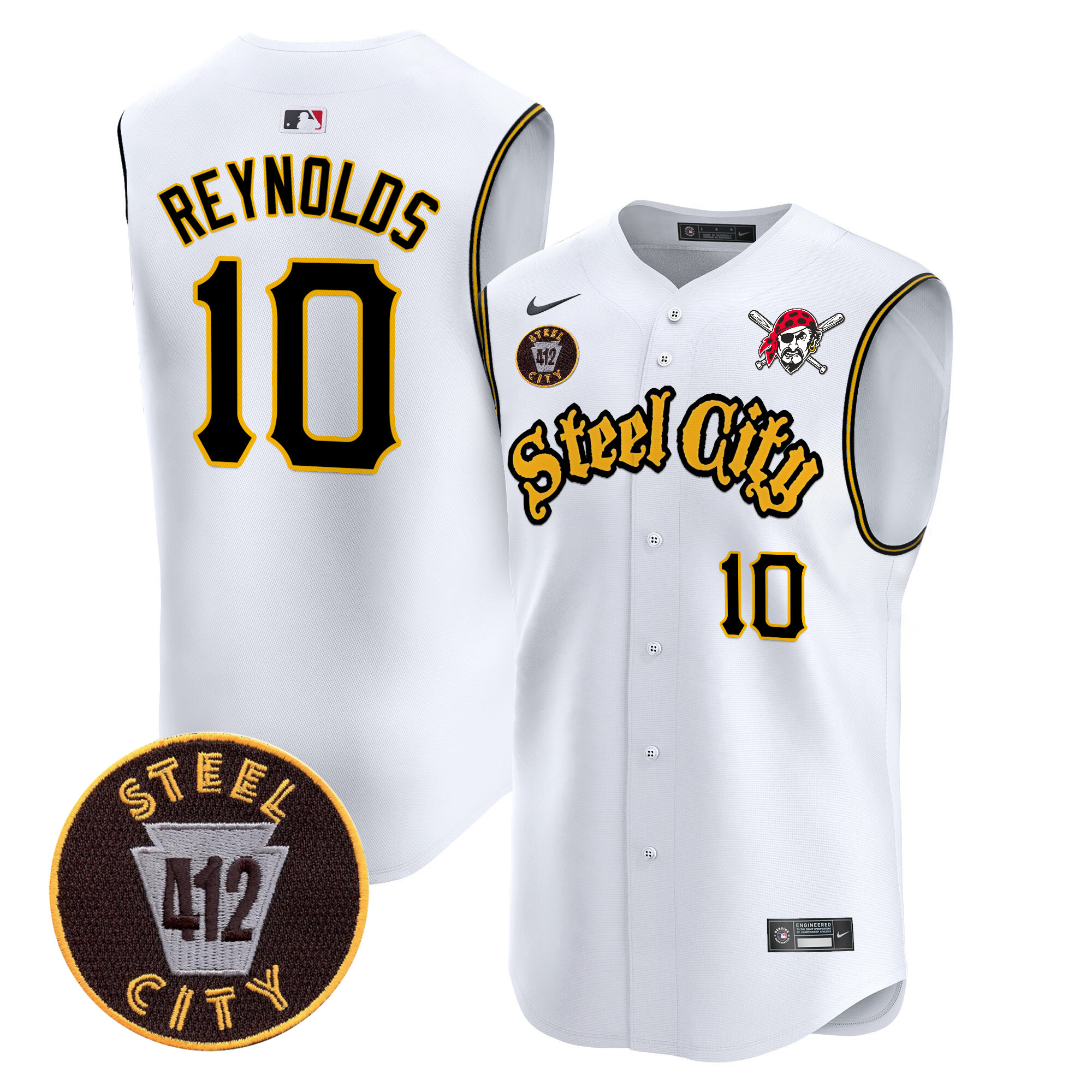 Men's Pittsburgh Pirates 412 Patch Vapor Premier Sleeveless Jersey - All Stitched