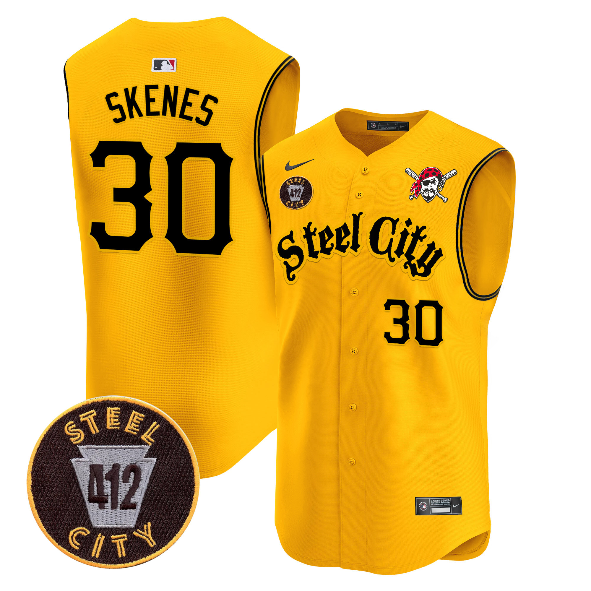 Men's Pittsburgh Pirates 412 Patch Vapor Premier Sleeveless Jersey - All Stitched