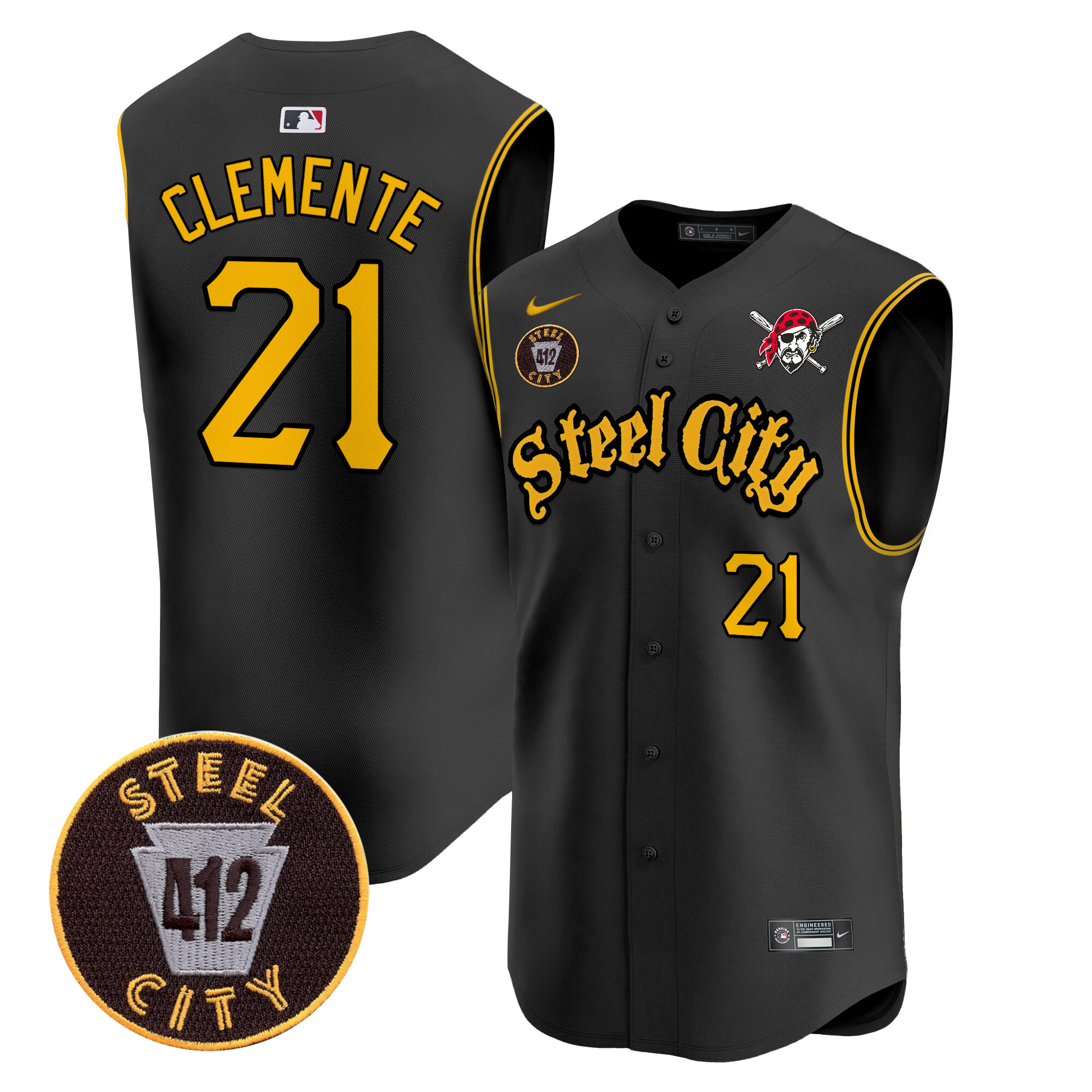 Men's Pittsburgh Pirates 412 Patch Vapor Premier Sleeveless Jersey - All Stitched