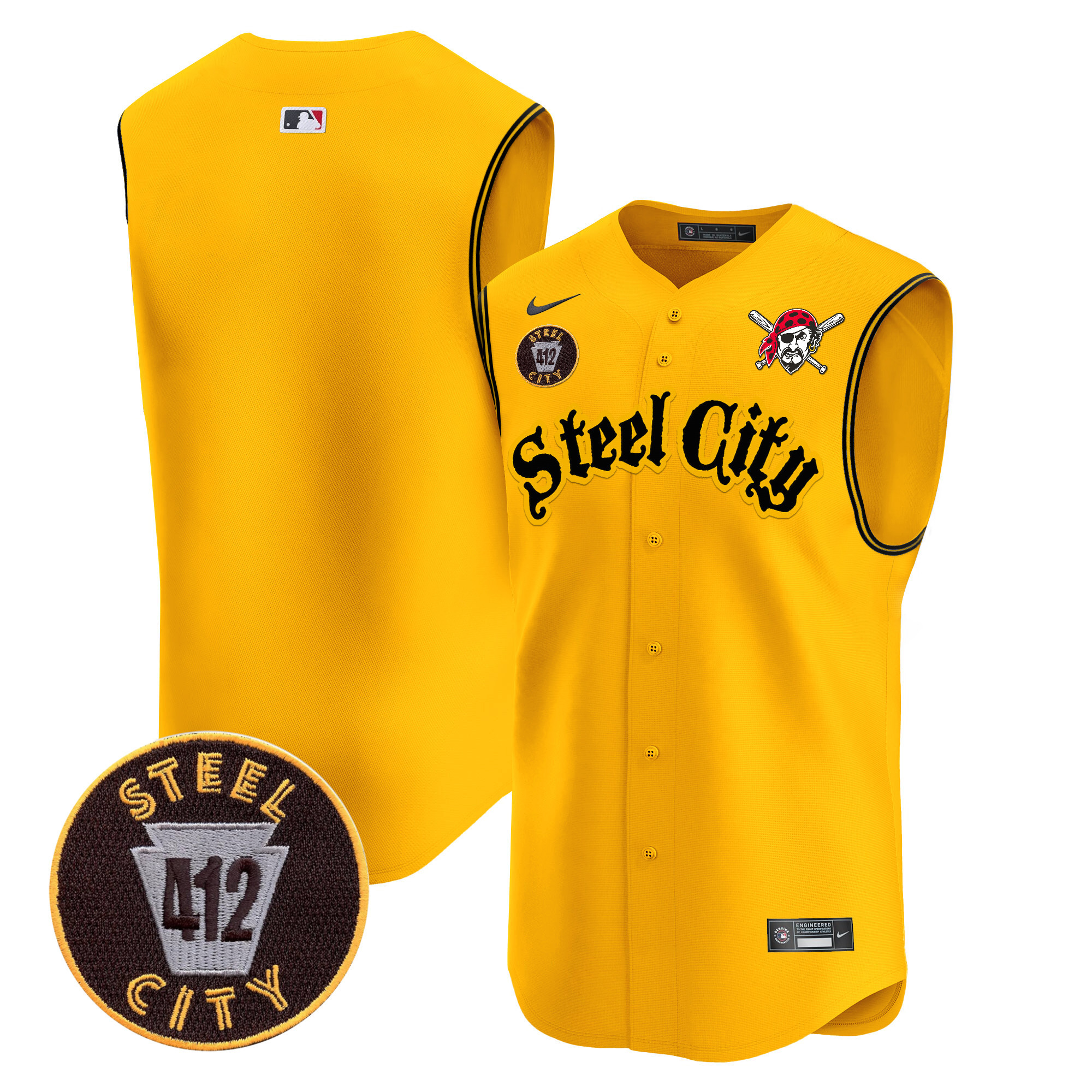 Men's Pittsburgh Pirates 412 Patch Vapor Premier Sleeveless Jersey - All Stitched