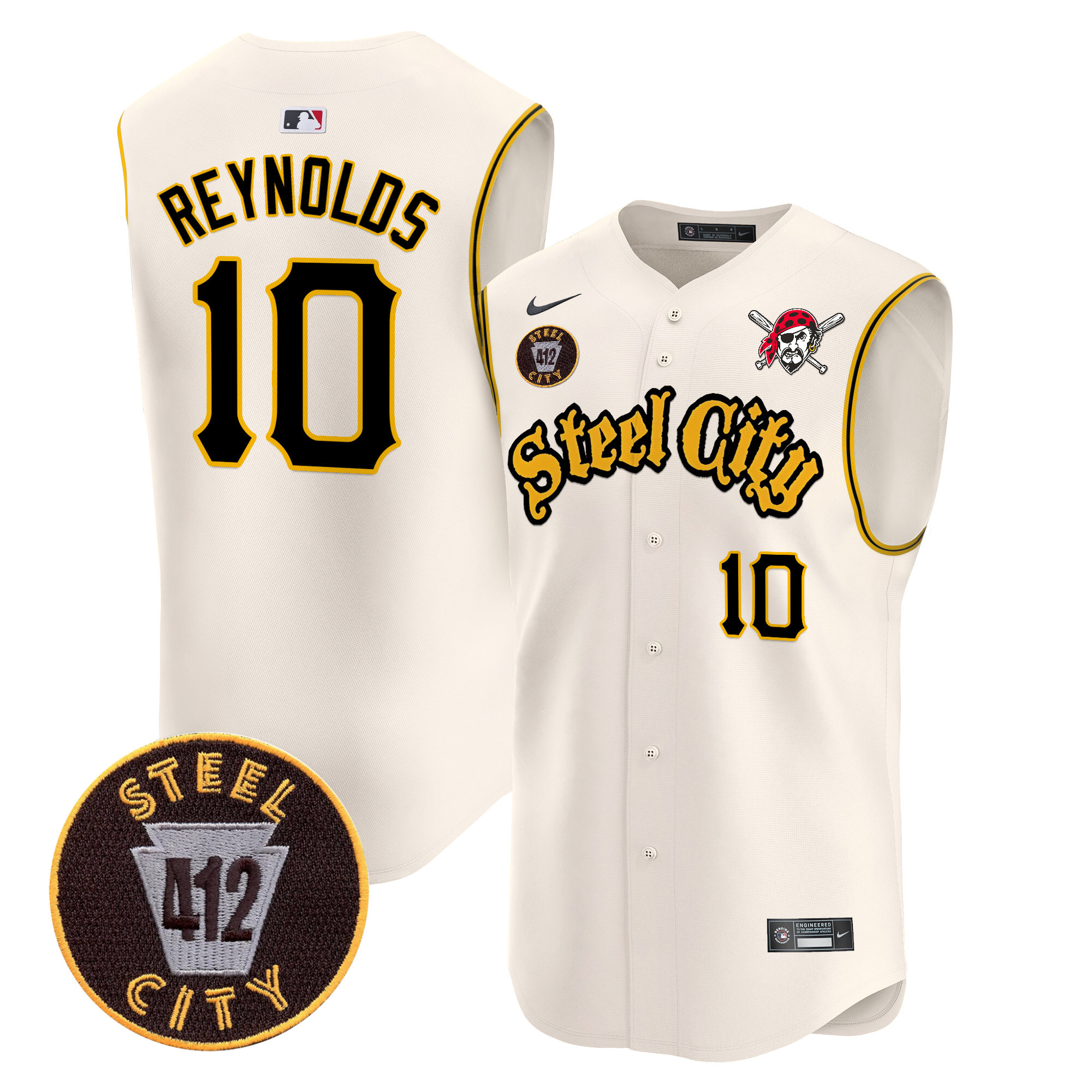 Men's Pittsburgh Pirates 412 Patch Vapor Premier Sleeveless Jersey - All Stitched