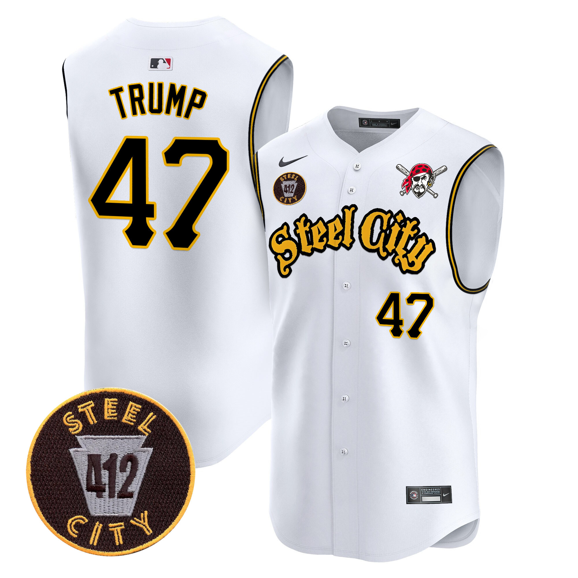 Men's Pittsburgh Pirates 412 Patch Vapor Premier Sleeveless Jersey - All Stitched