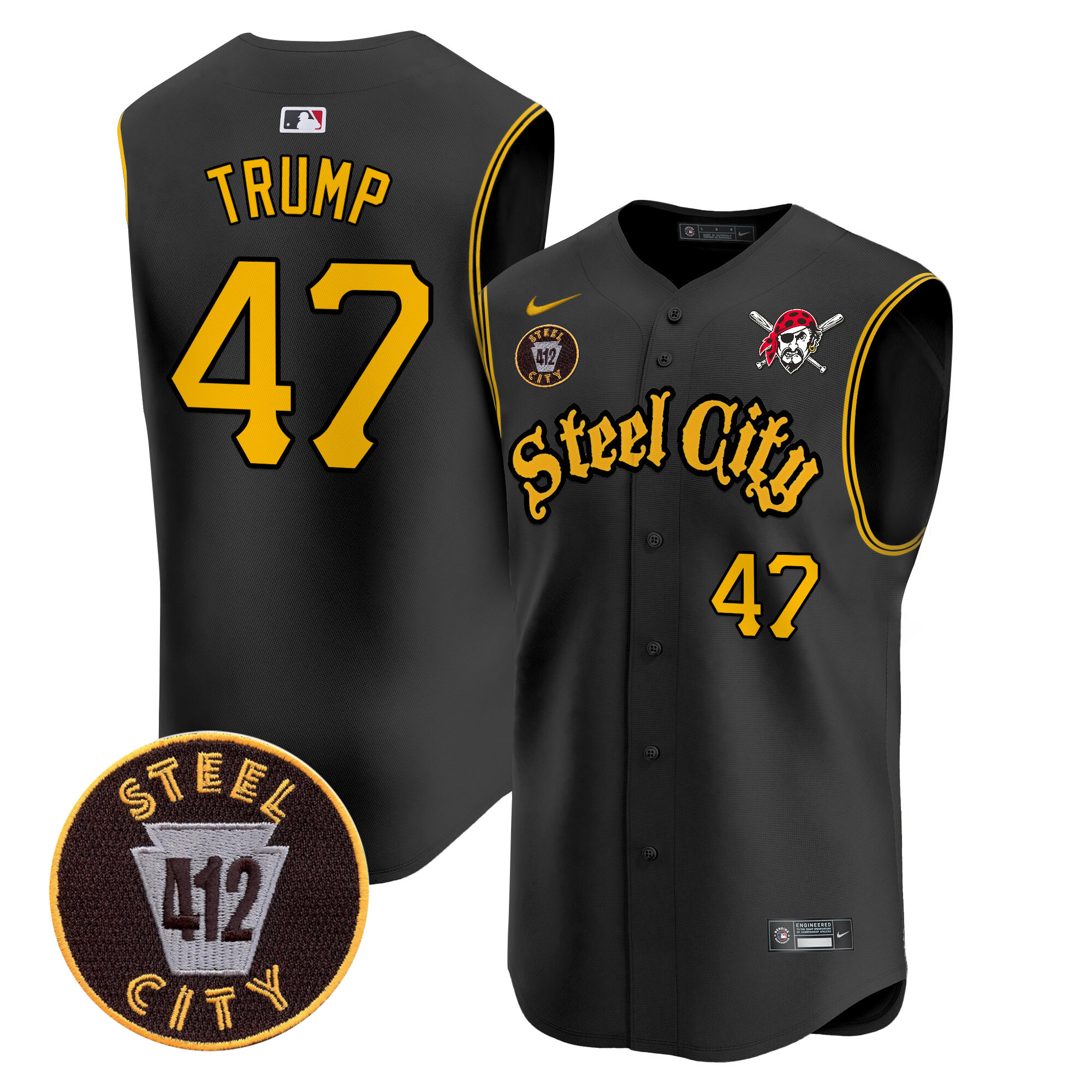 Men's Pittsburgh Pirates 412 Patch Vapor Premier Sleeveless Jersey - All Stitched