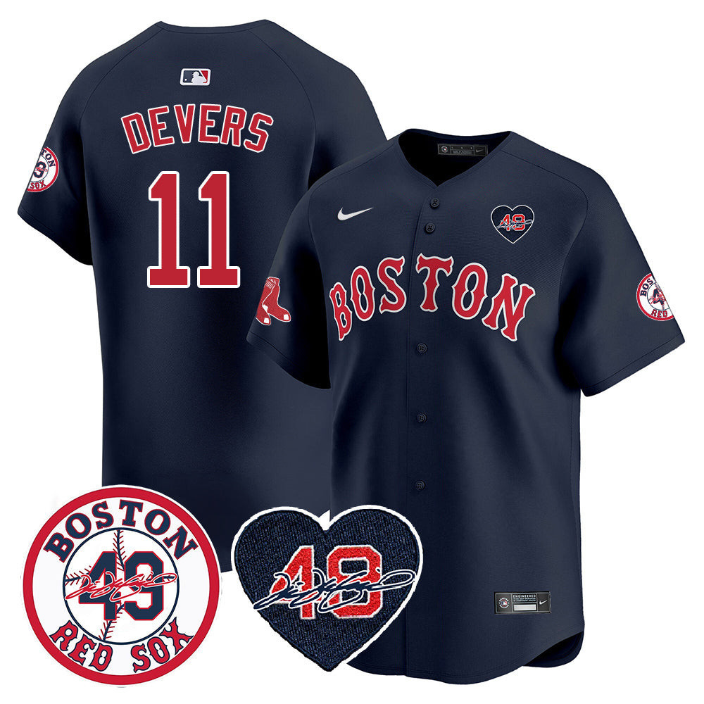 Men's Red Sox Tim Wakefield Memorial Patch Vaper Premier Limited Jersey - All Stitched- All Stitched