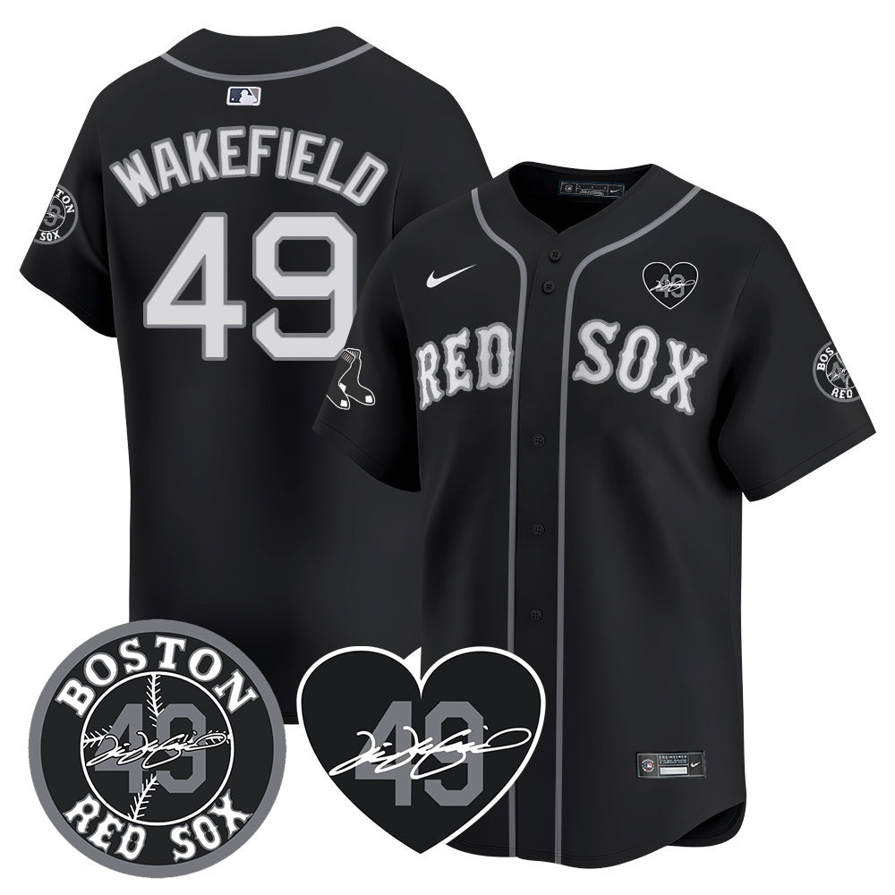 Men's Red Sox Tim Wakefield Memorial Patch Vaper Premier Limited Jersey - All Stitched- All Stitched