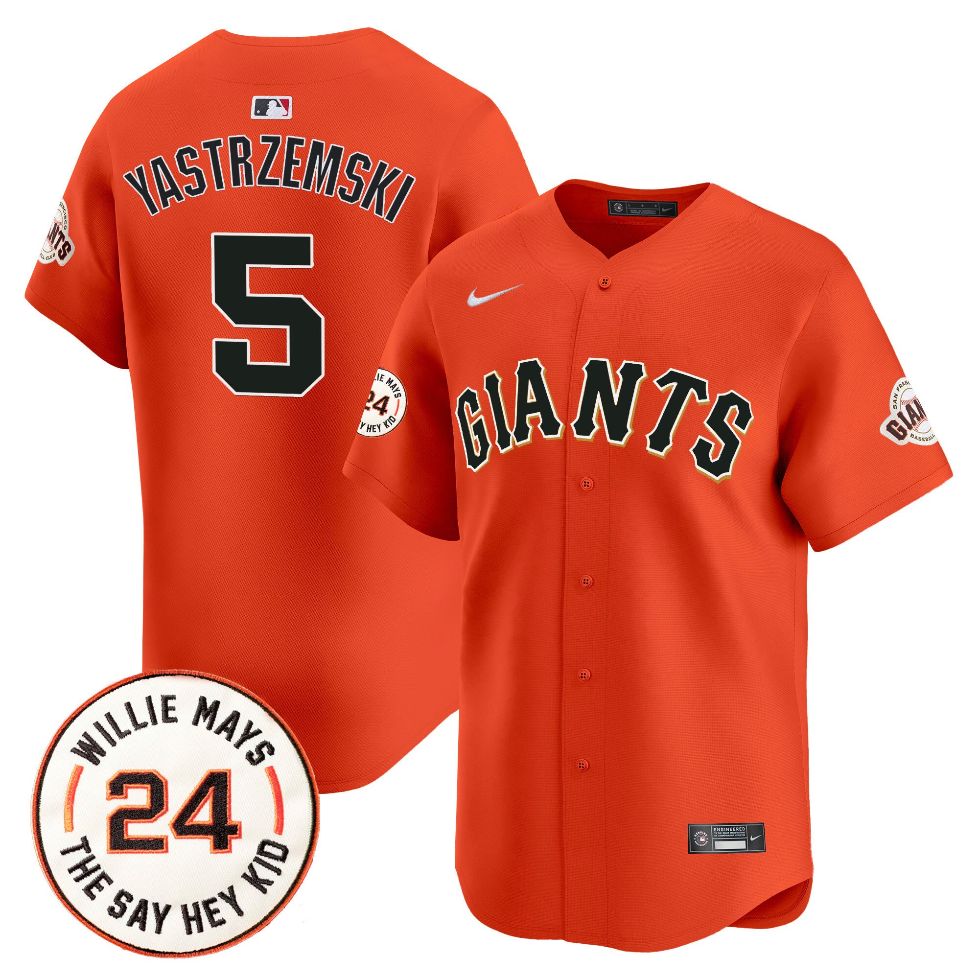 Men's San Francisco Giants 2024 Willie Mays Patch Vapor Premier Limited Jersey - All Stitched