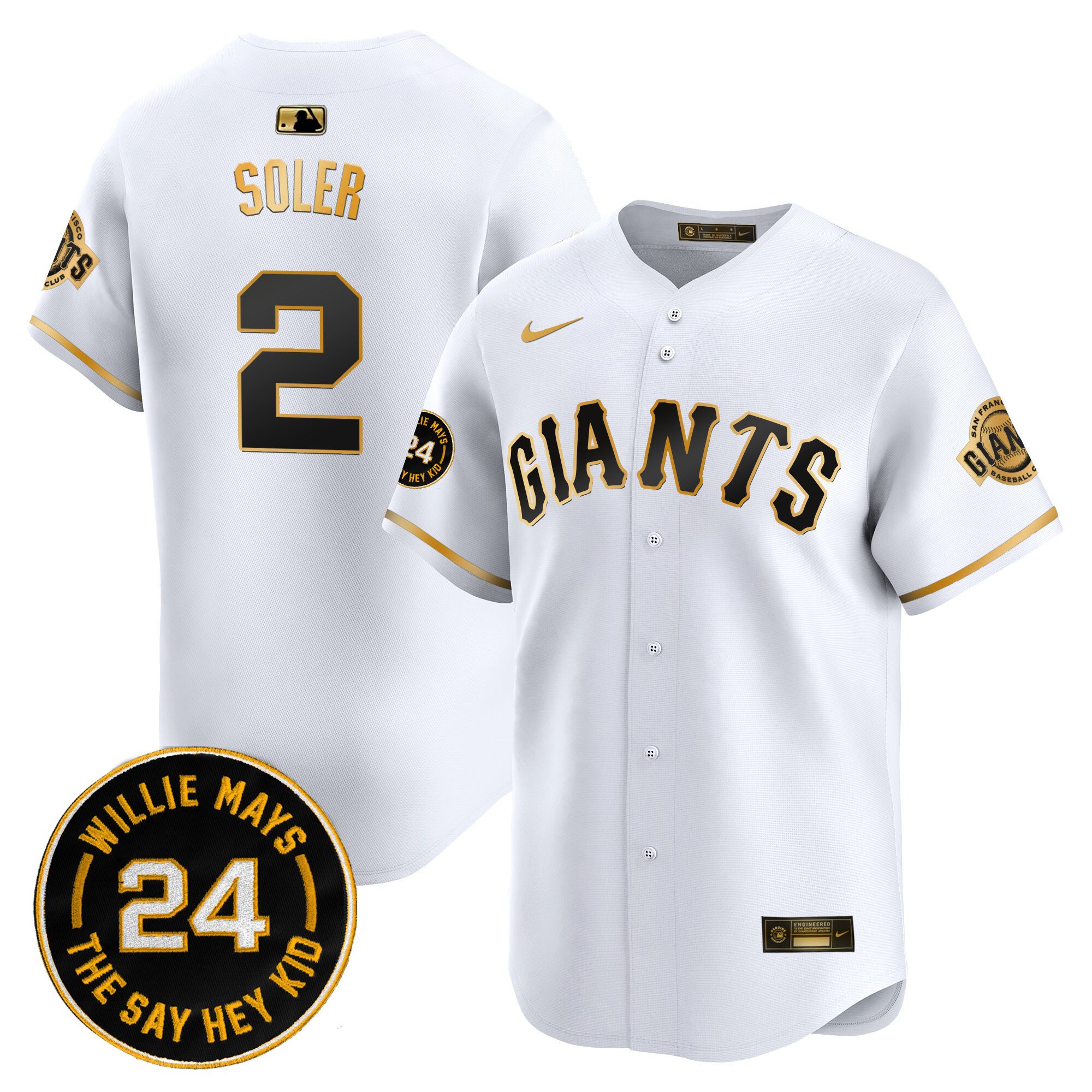 Men's San Francisco Giants 2024 Willie Mays Patch Vapor Premier Limited Jersey - All Stitched
