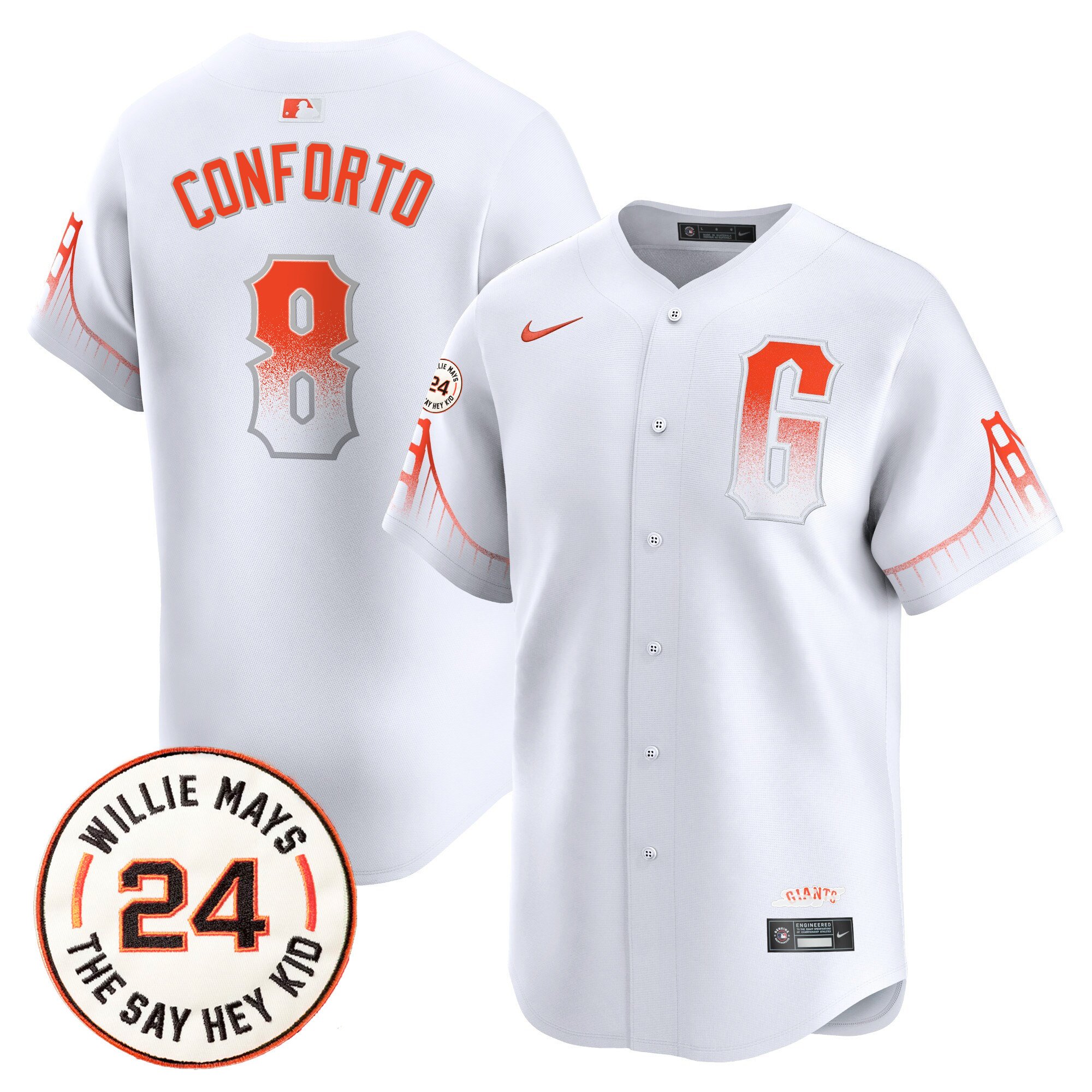 Men's San Francisco Giants 2024 Willie Mays Patch Vapor Premier Limited Jersey - All Stitched