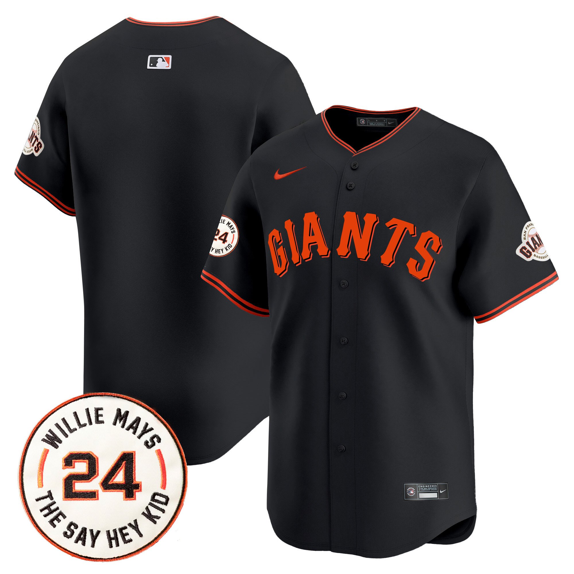 Men's San Francisco Giants 2024 Willie Mays Patch Vapor Premier Limited Jersey - All Stitched