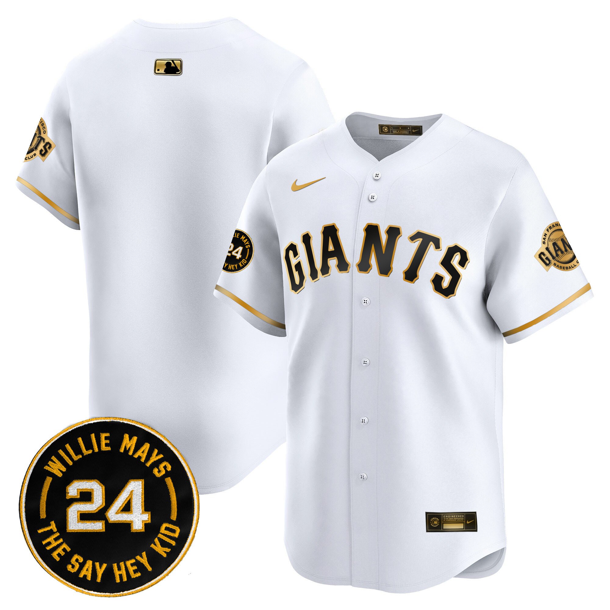 Men's San Francisco Giants 2024 Willie Mays Patch Vapor Premier Limited Jersey - All Stitched