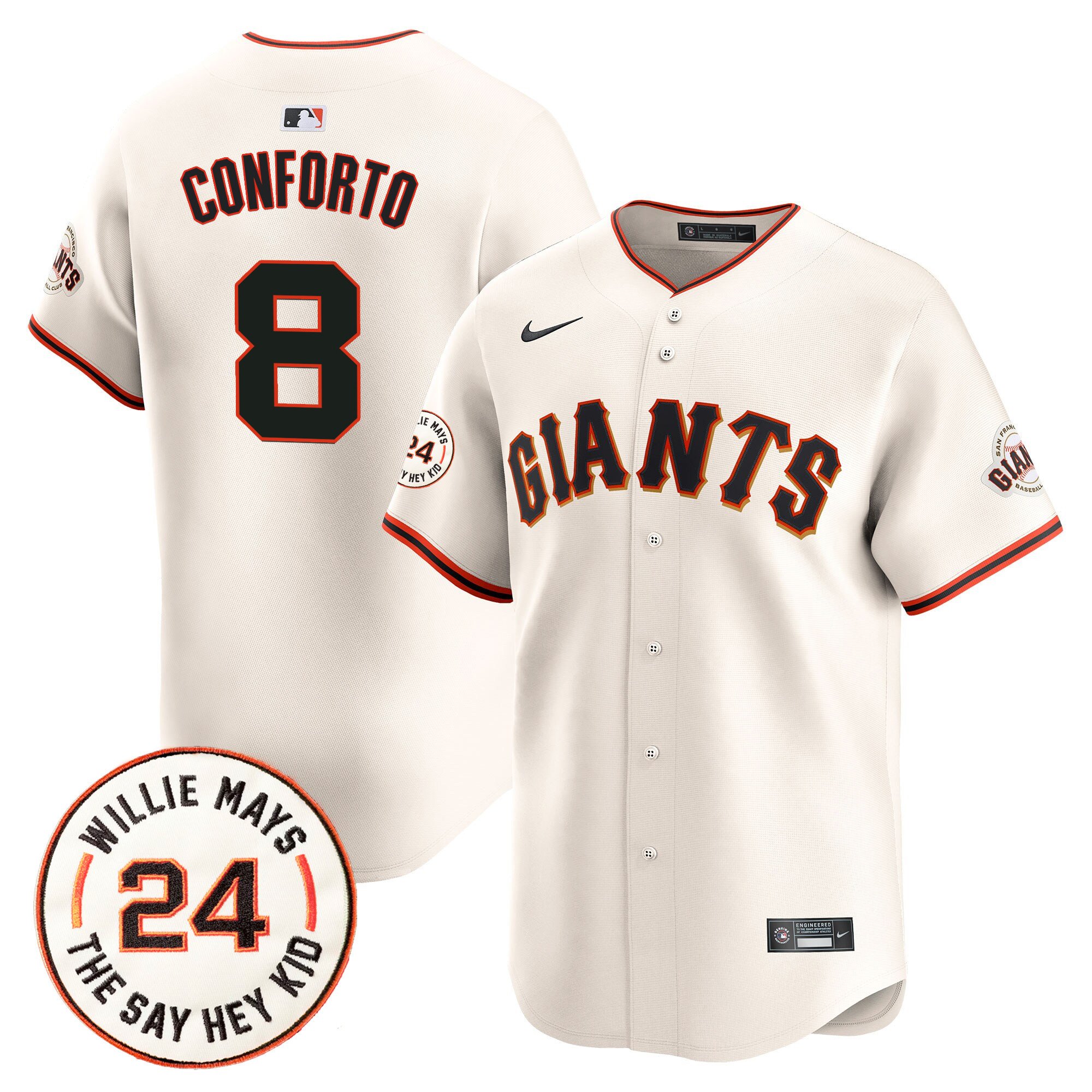 Men's San Francisco Giants 2024 Willie Mays Patch Vapor Premier Limited Jersey - All Stitched