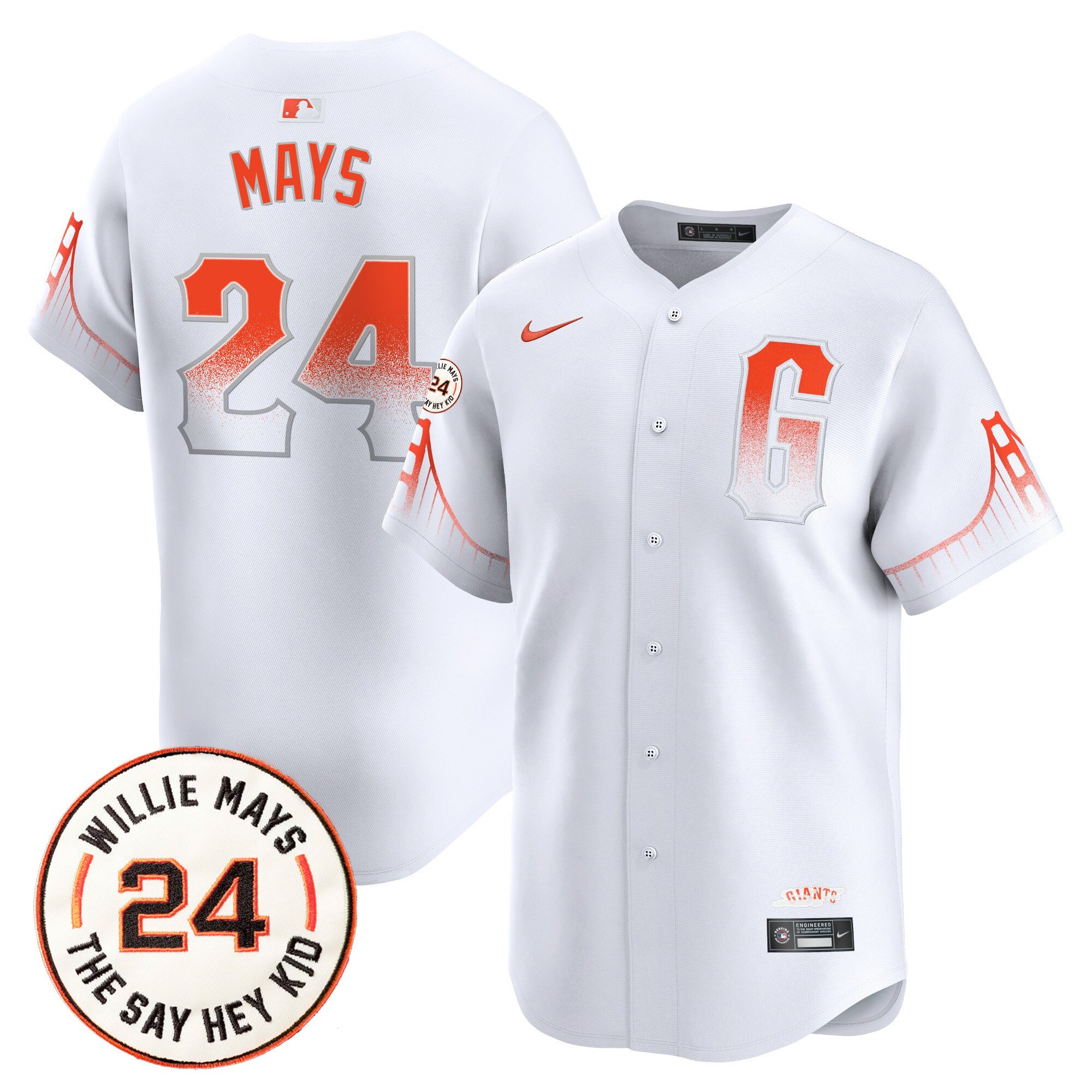 Men's San Francisco Giants 2024 Willie Mays Patch Vapor Premier Limited Jersey - All Stitched