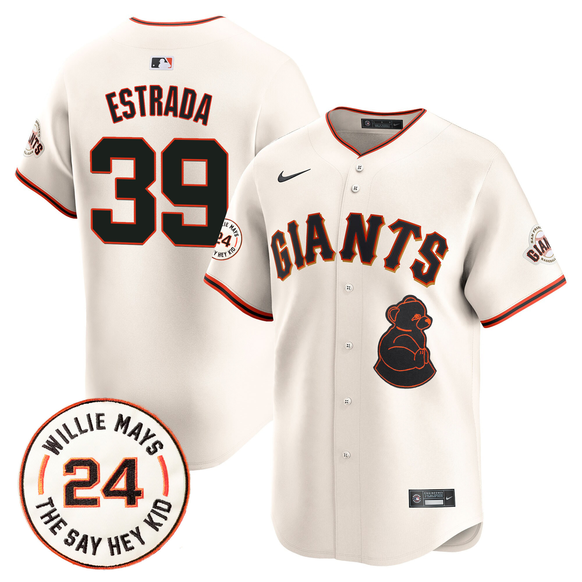 Men's San Francisco Giants 2024 Willie Mays Patch Vapor Premier Limited Jersey V4 - All Stitched