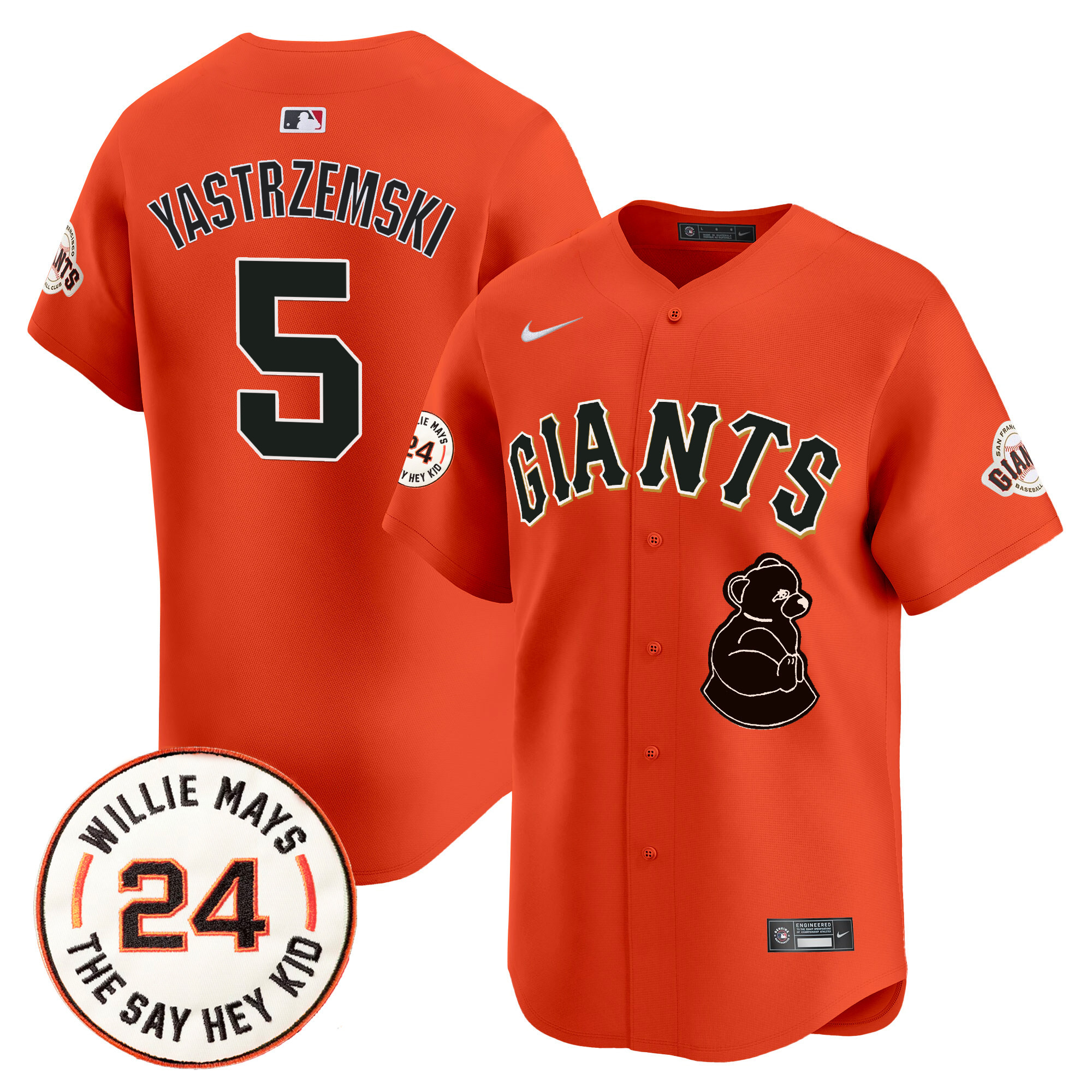 Men's San Francisco Giants 2024 Willie Mays Patch Vapor Premier Limited Jersey V4 - All Stitched
