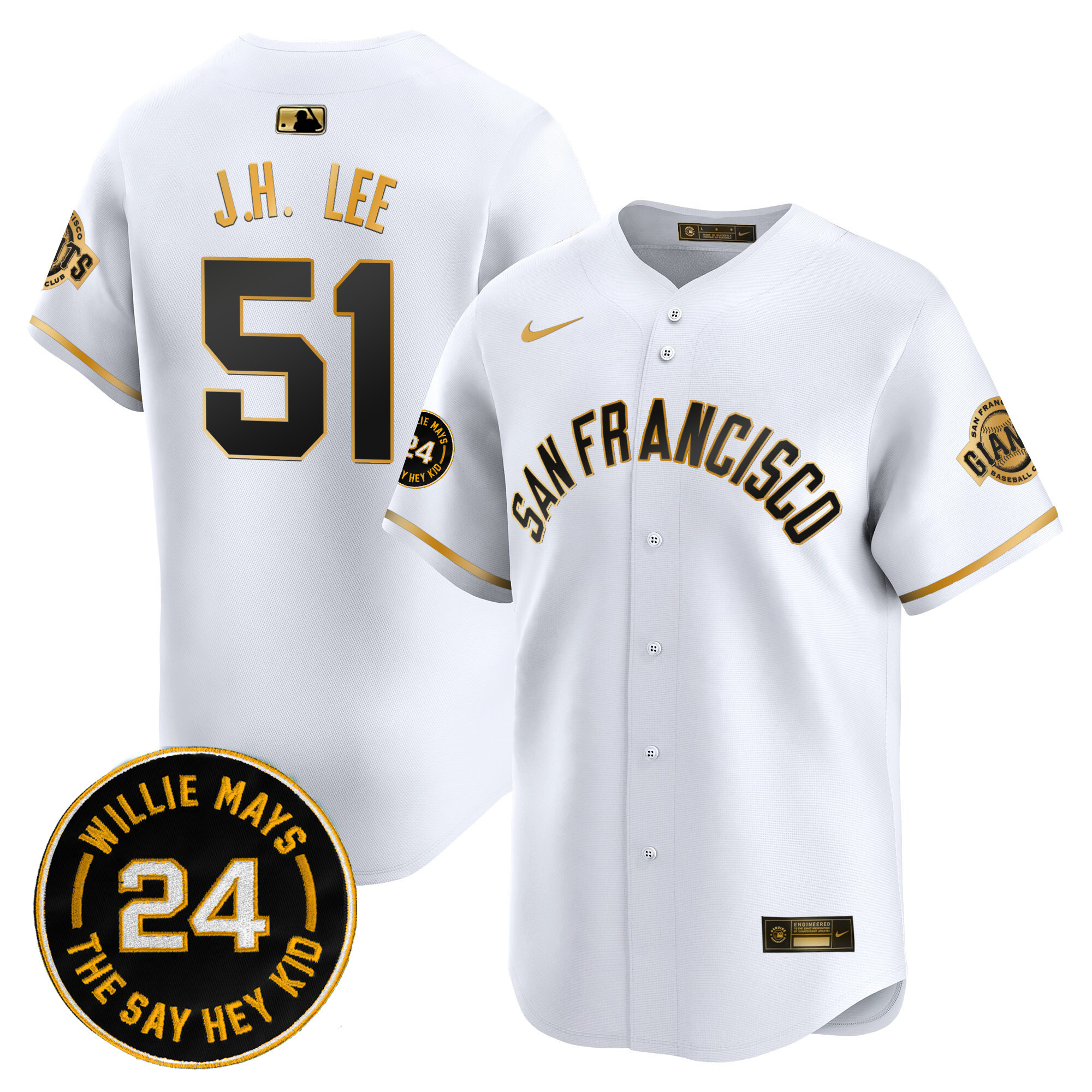 Men's San Francisco Giants 2024 Willie Mays Patch Vapor Premier Limited Jersey V5 - All Stitched