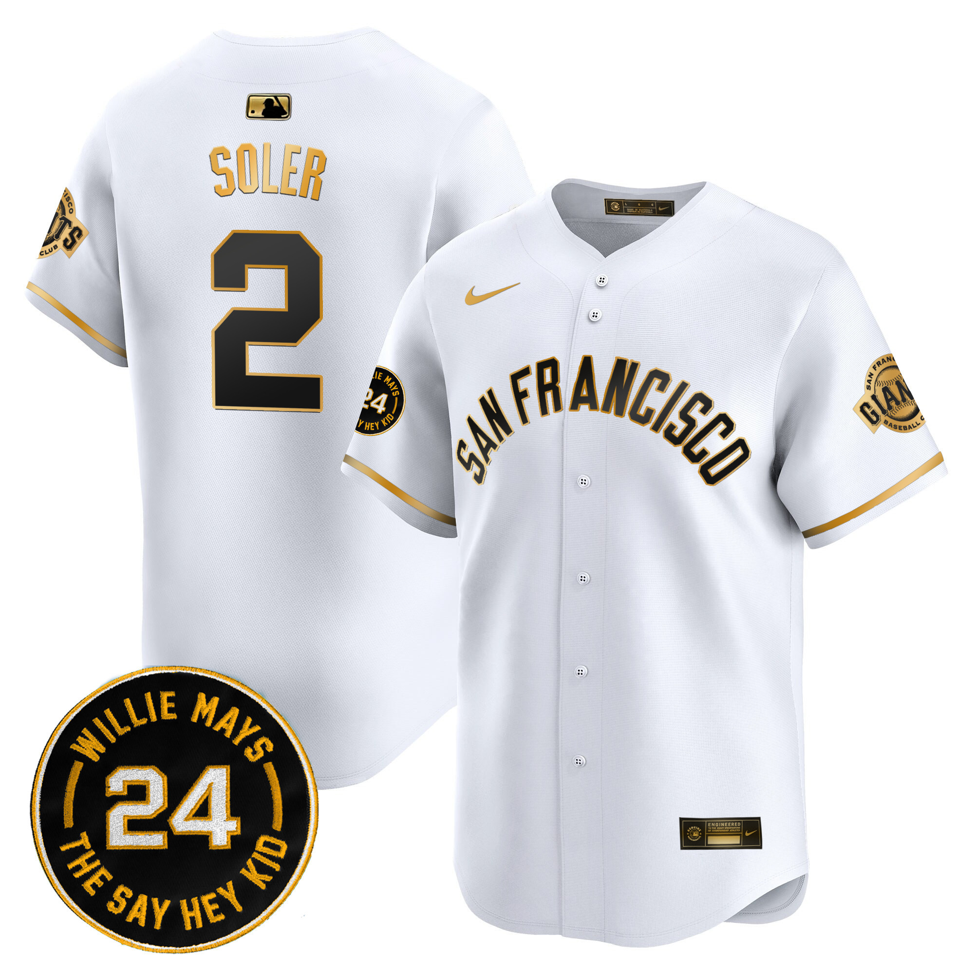 Men's San Francisco Giants 2024 Willie Mays Patch Vapor Premier Limited Jersey V5 - All Stitched
