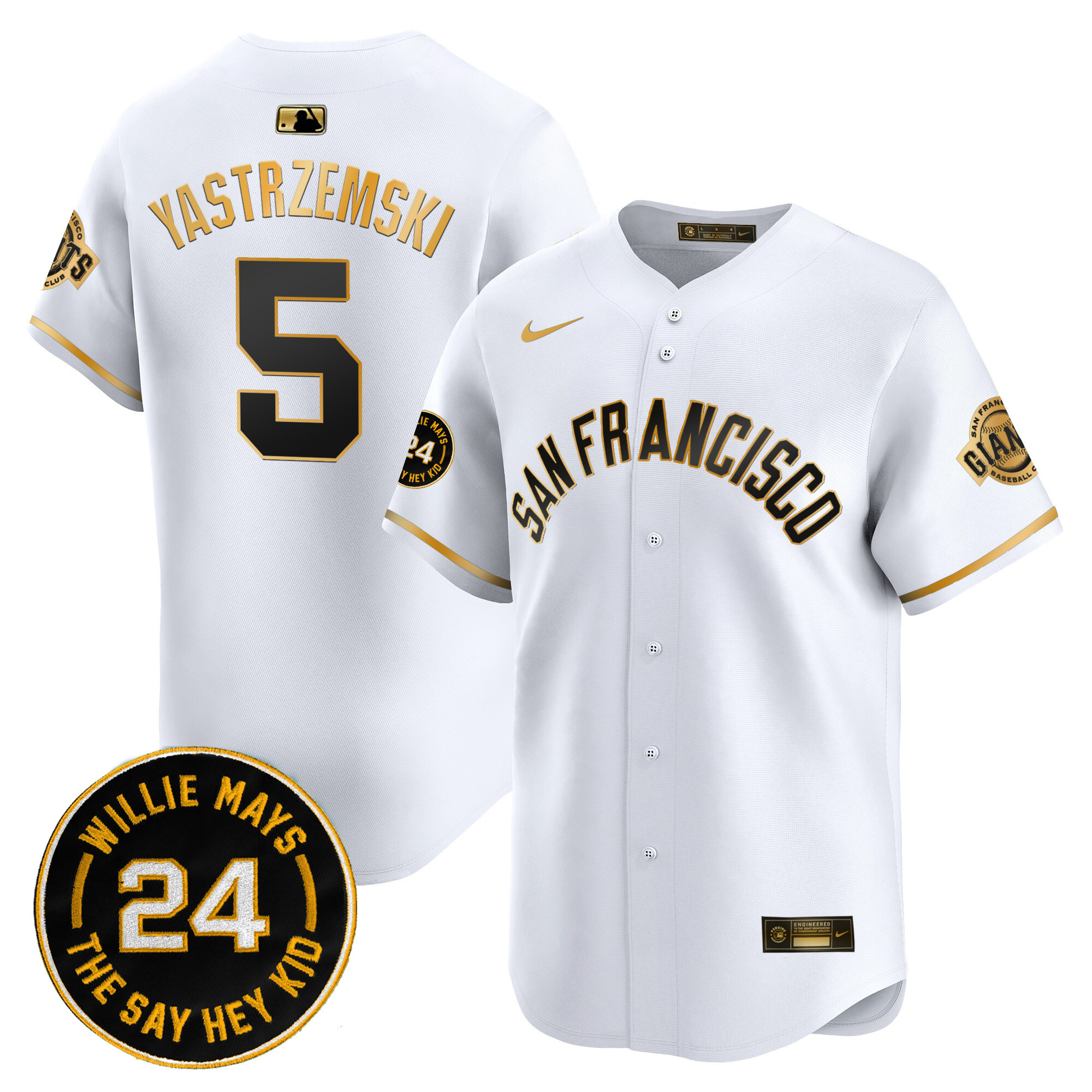 Men's San Francisco Giants 2024 Willie Mays Patch Vapor Premier Limited Jersey V5 - All Stitched