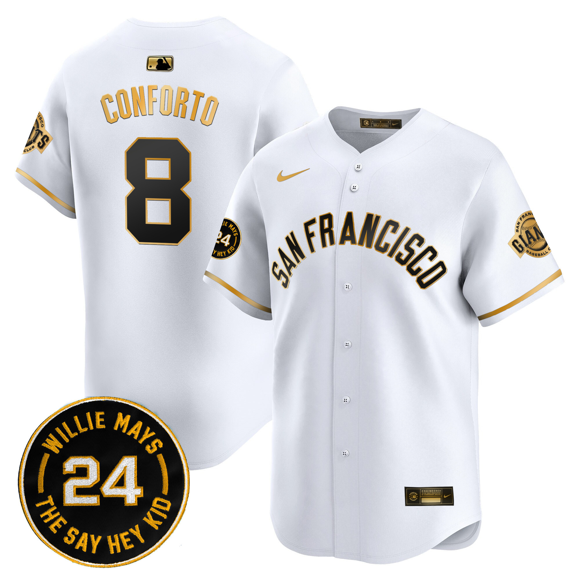 Men's San Francisco Giants 2024 Willie Mays Patch Vapor Premier Limited Jersey V5 - All Stitched