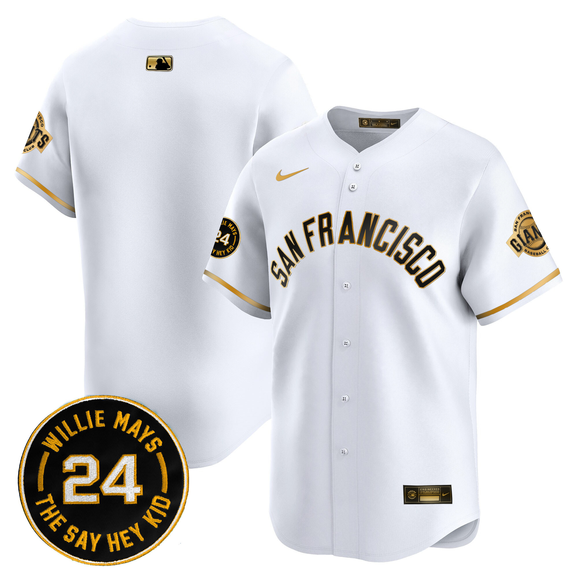 Men's San Francisco Giants 2024 Willie Mays Patch Vapor Premier Limited Jersey V5 - All Stitched