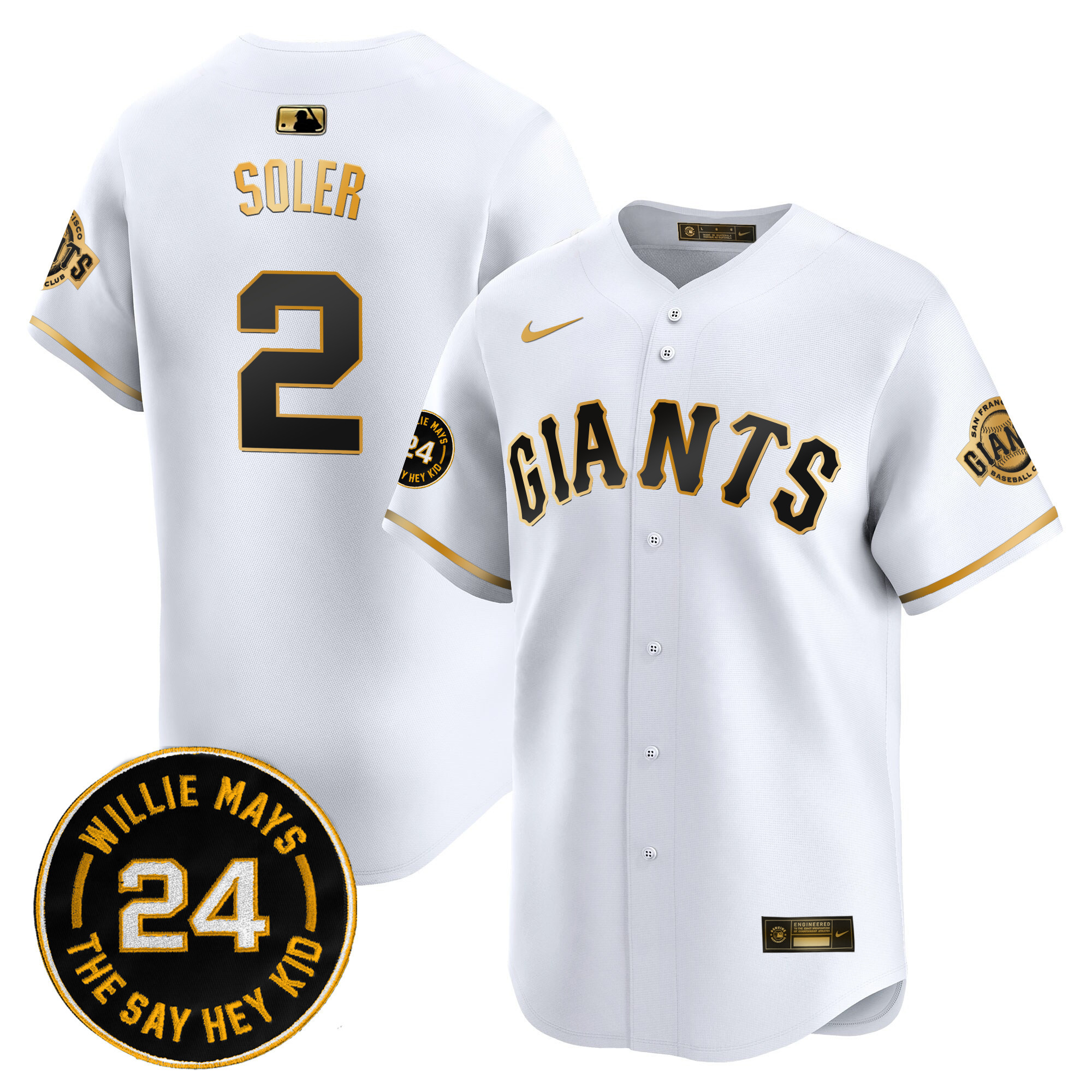 Men's San Francisco Giants 2024 Willie Mays Patch Vapor Premier Limited Jersey V6 - All Stitched