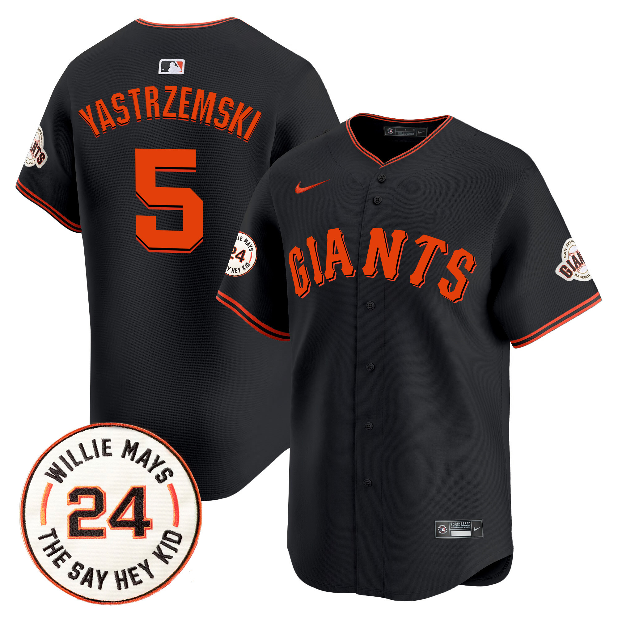 Men's San Francisco Giants 2024 Willie Mays Patch Vapor Premier Limited Jersey V6 - All Stitched