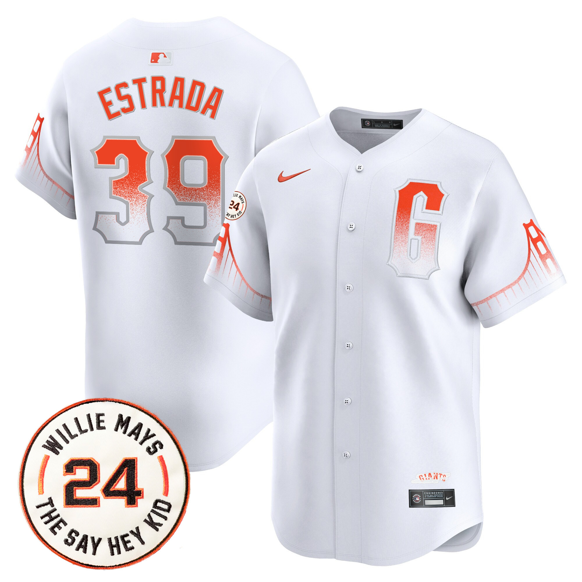 Men's San Francisco Giants 2024 Willie Mays Patch Vapor Premier Limited Jersey V6 - All Stitched