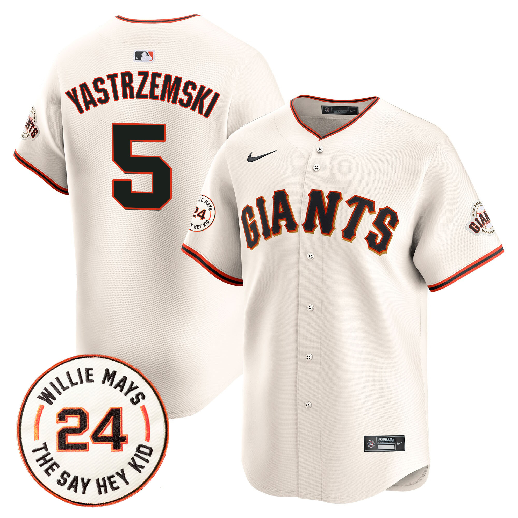 Men's San Francisco Giants 2024 Willie Mays Patch Vapor Premier Limited Jersey V6 - All Stitched