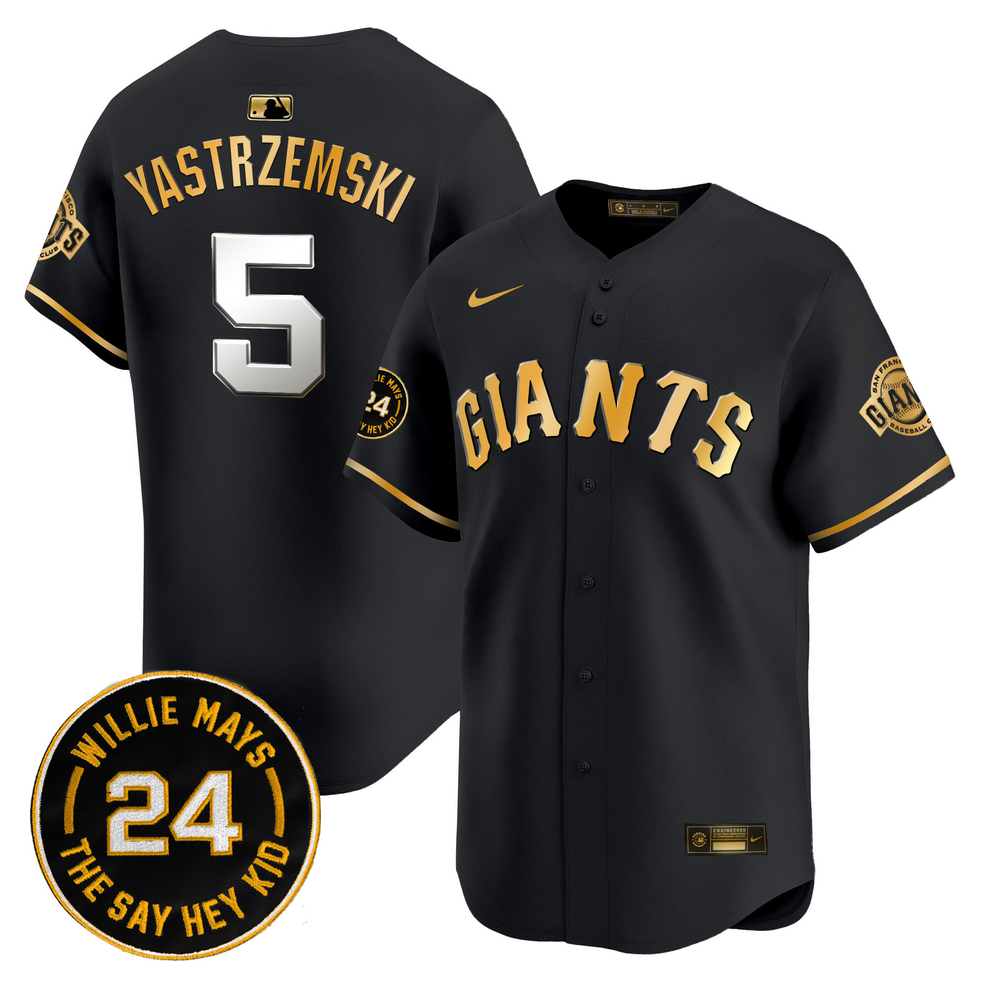 Men's San Francisco Giants 2024 Willie Mays Patch Vapor Premier Limited Jersey V6 - All Stitched