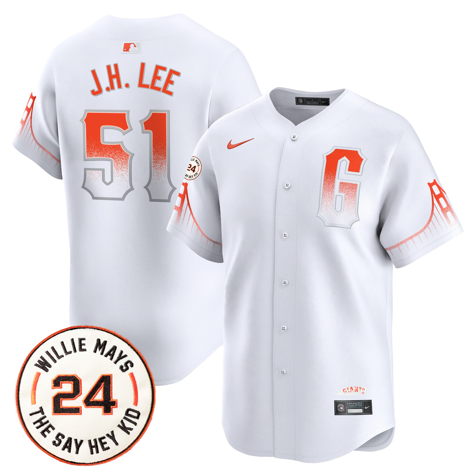 Men's San Francisco Giants 2024 Willie Mays Patch Vapor Premier Limited Jersey V6 - All Stitched