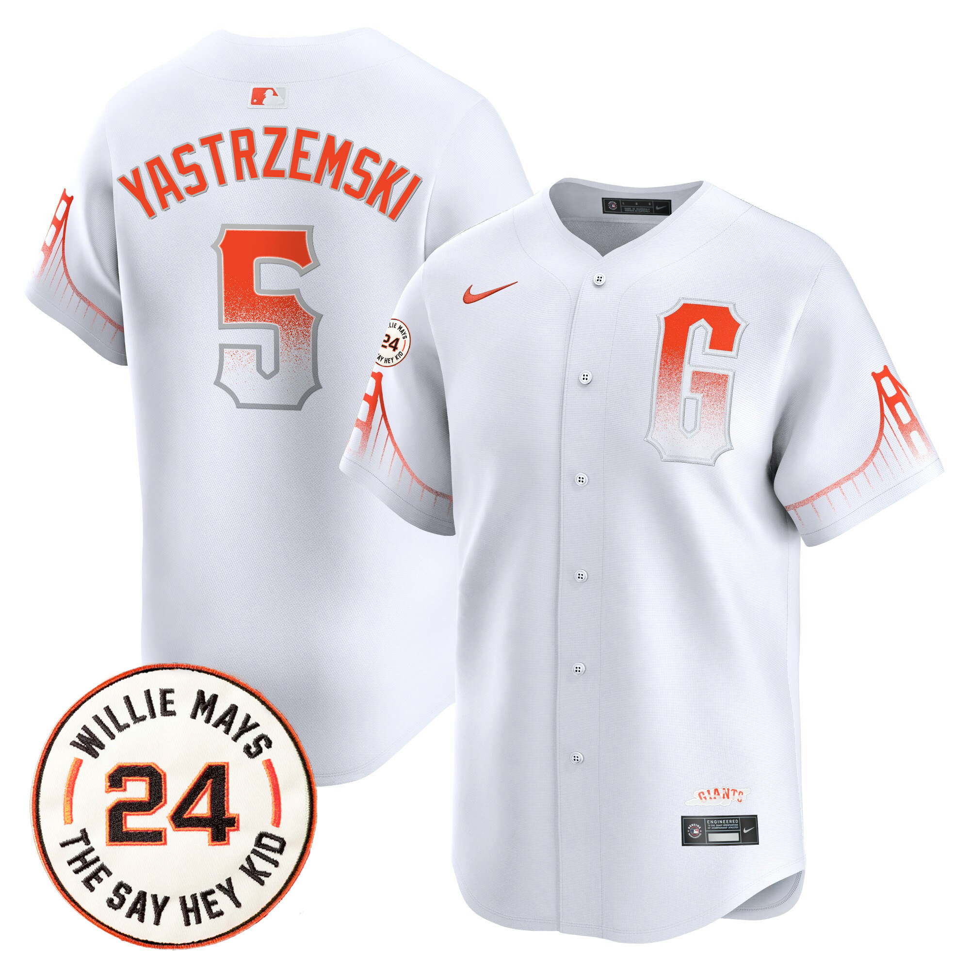 Men's San Francisco Giants 2024 Willie Mays Patch Vapor Premier Limited Jersey V6 - All Stitched