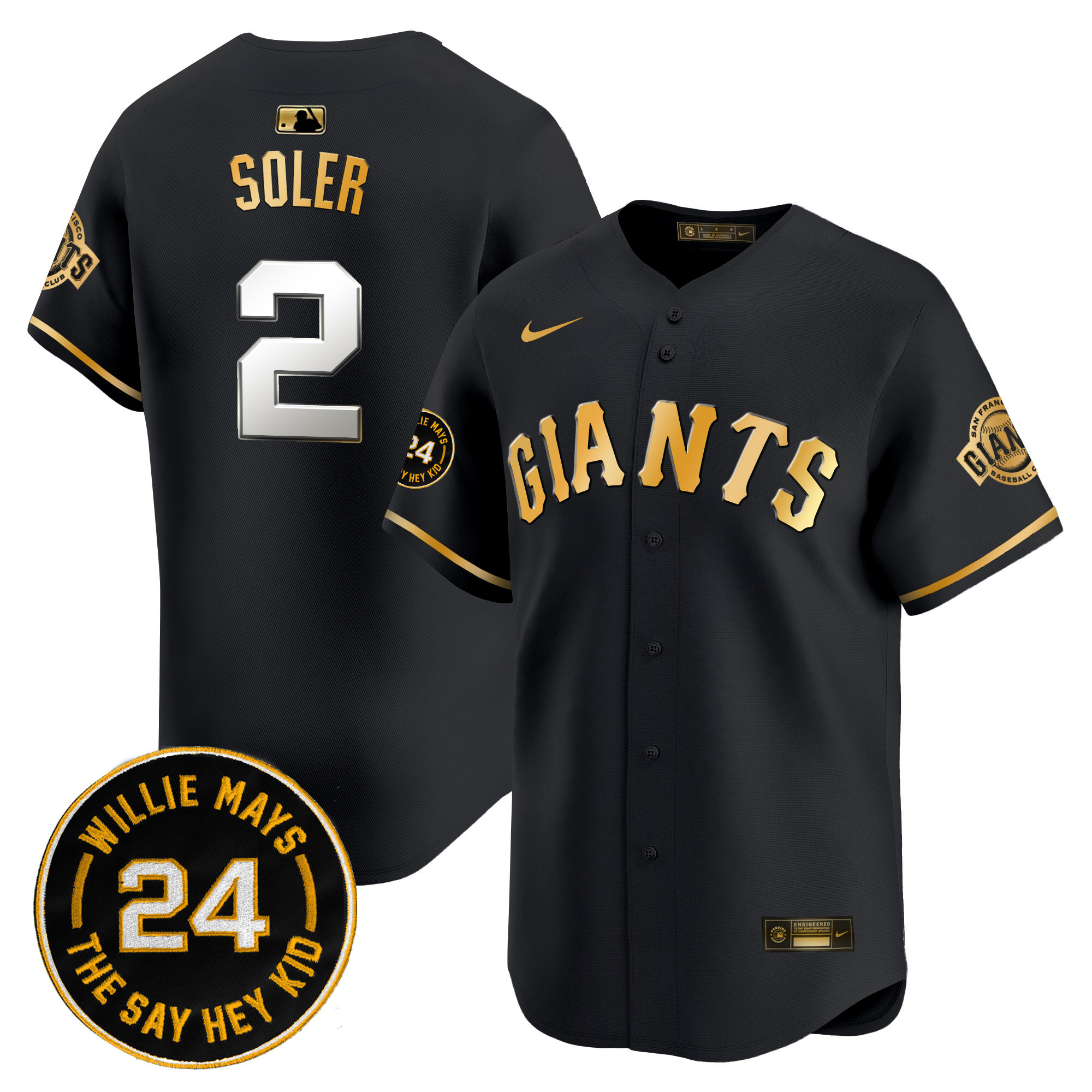 Men's San Francisco Giants 2024 Willie Mays Patch Vapor Premier Limited Jersey V6 - All Stitched
