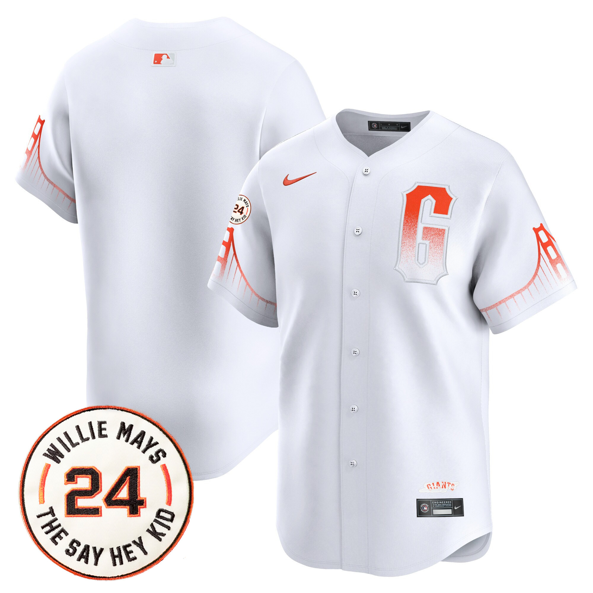 Men's San Francisco Giants 2024 Willie Mays Patch Vapor Premier Limited Jersey V6 - All Stitched