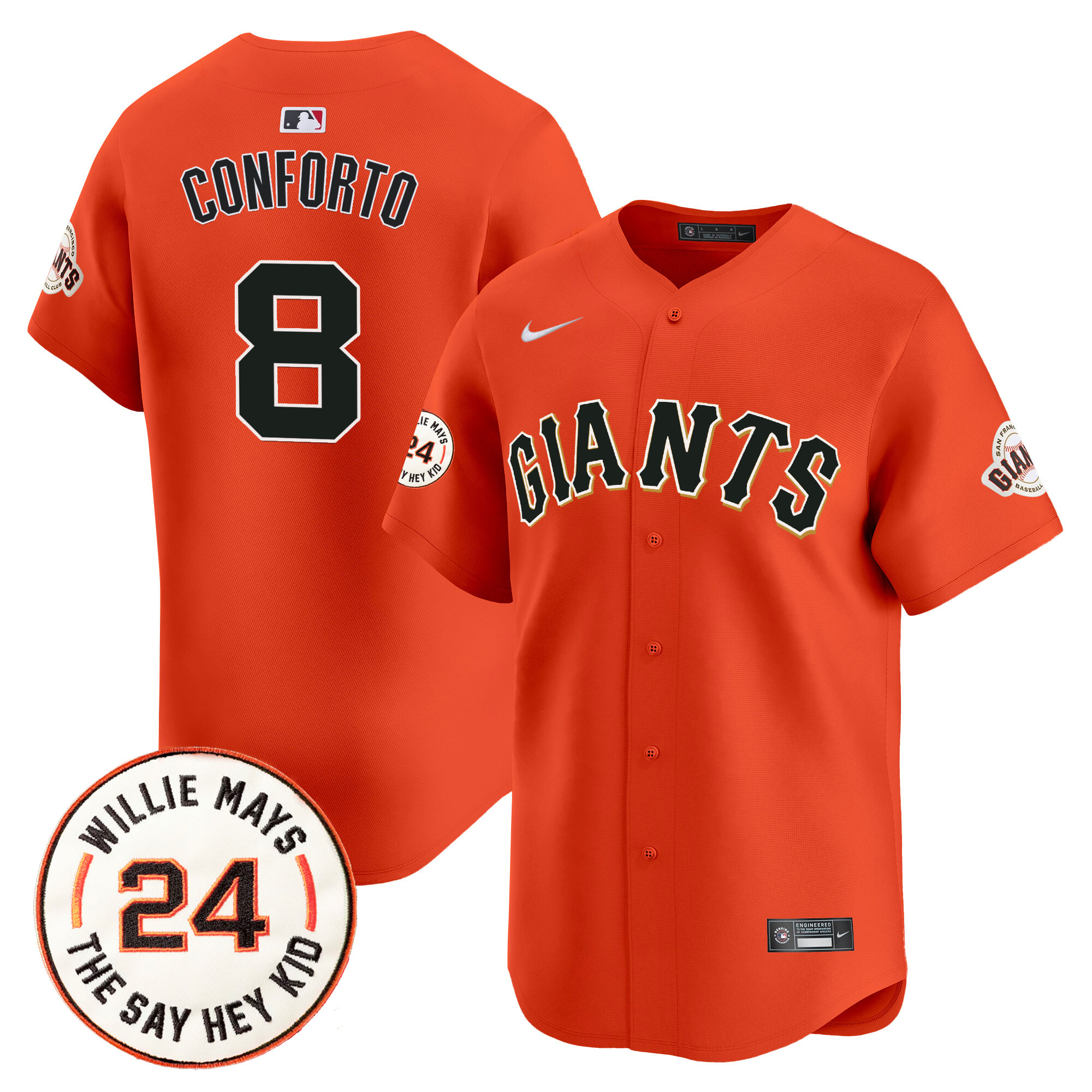 Men's San Francisco Giants 2024 Willie Mays Patch Vapor Premier Limited Jersey V6 - All Stitched
