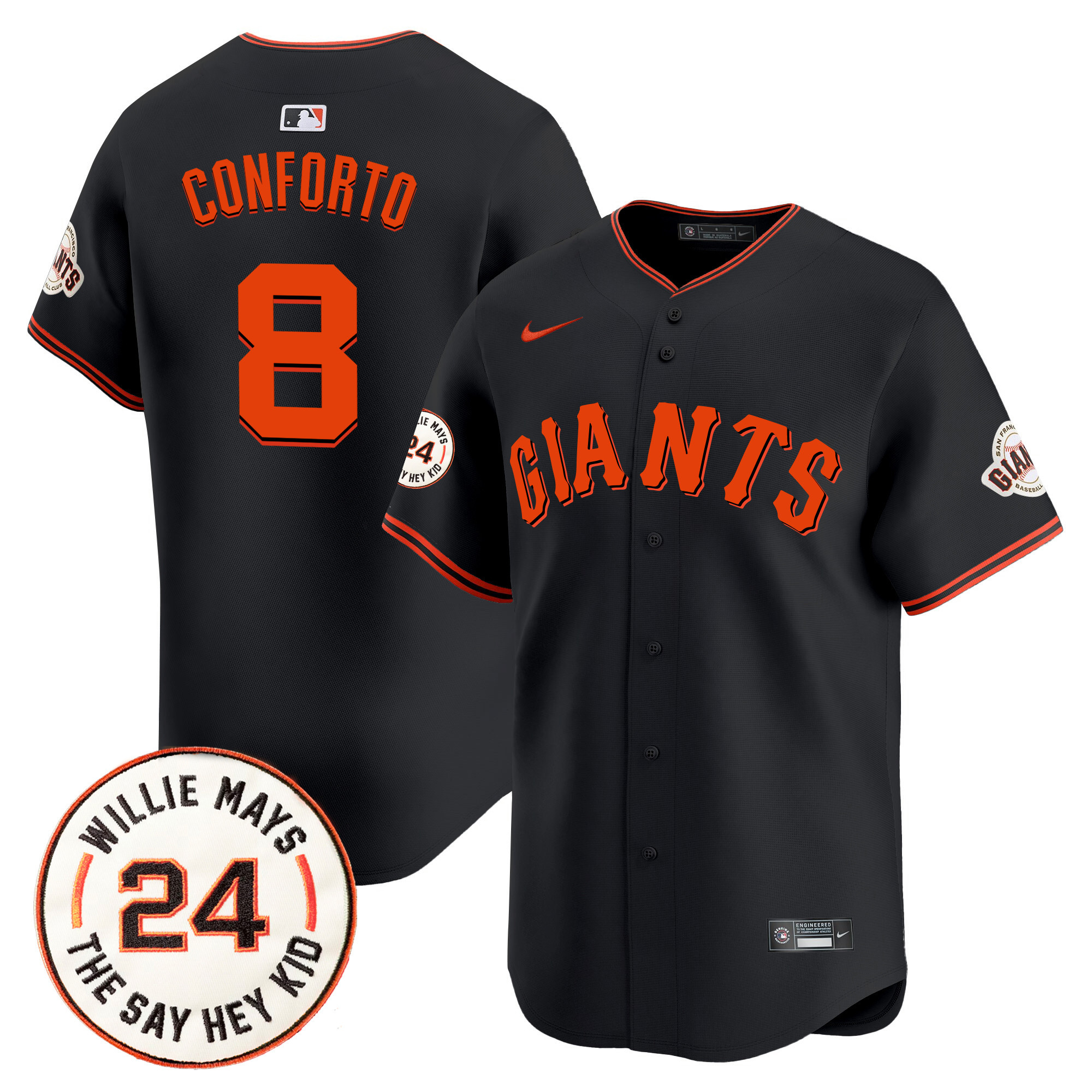 Men's San Francisco Giants 2024 Willie Mays Patch Vapor Premier Limited Jersey V6 - All Stitched