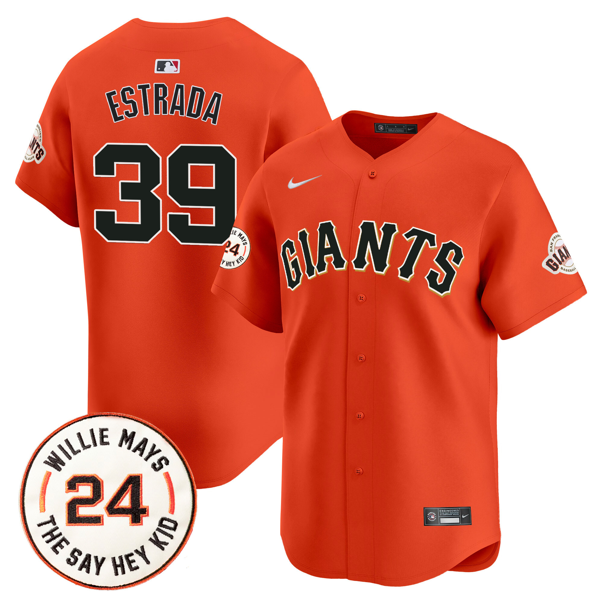 Men's San Francisco Giants 2024 Willie Mays Patch Vapor Premier Limited Jersey V6 - All Stitched