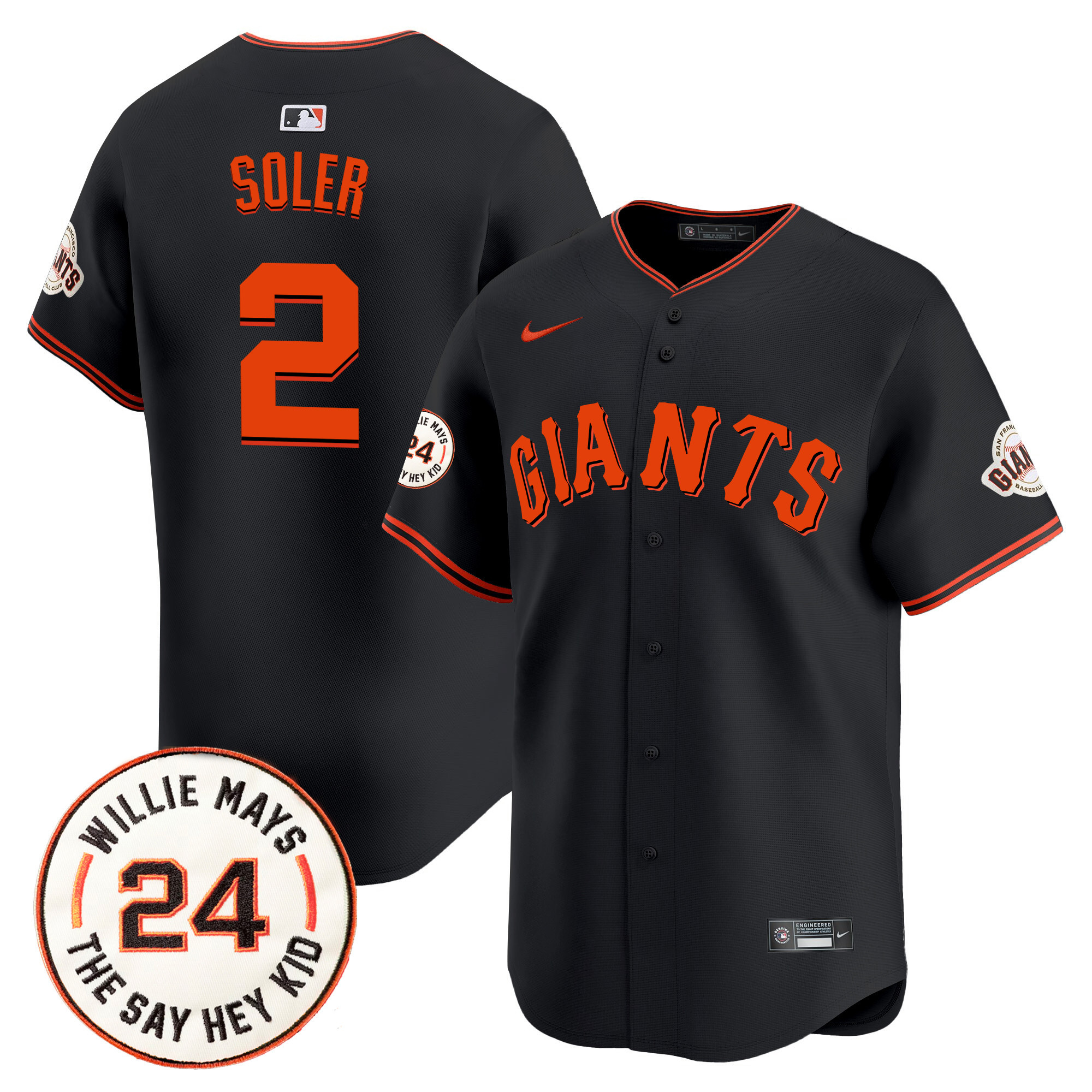 Men's San Francisco Giants 2024 Willie Mays Patch Vapor Premier Limited Jersey V6 - All Stitched