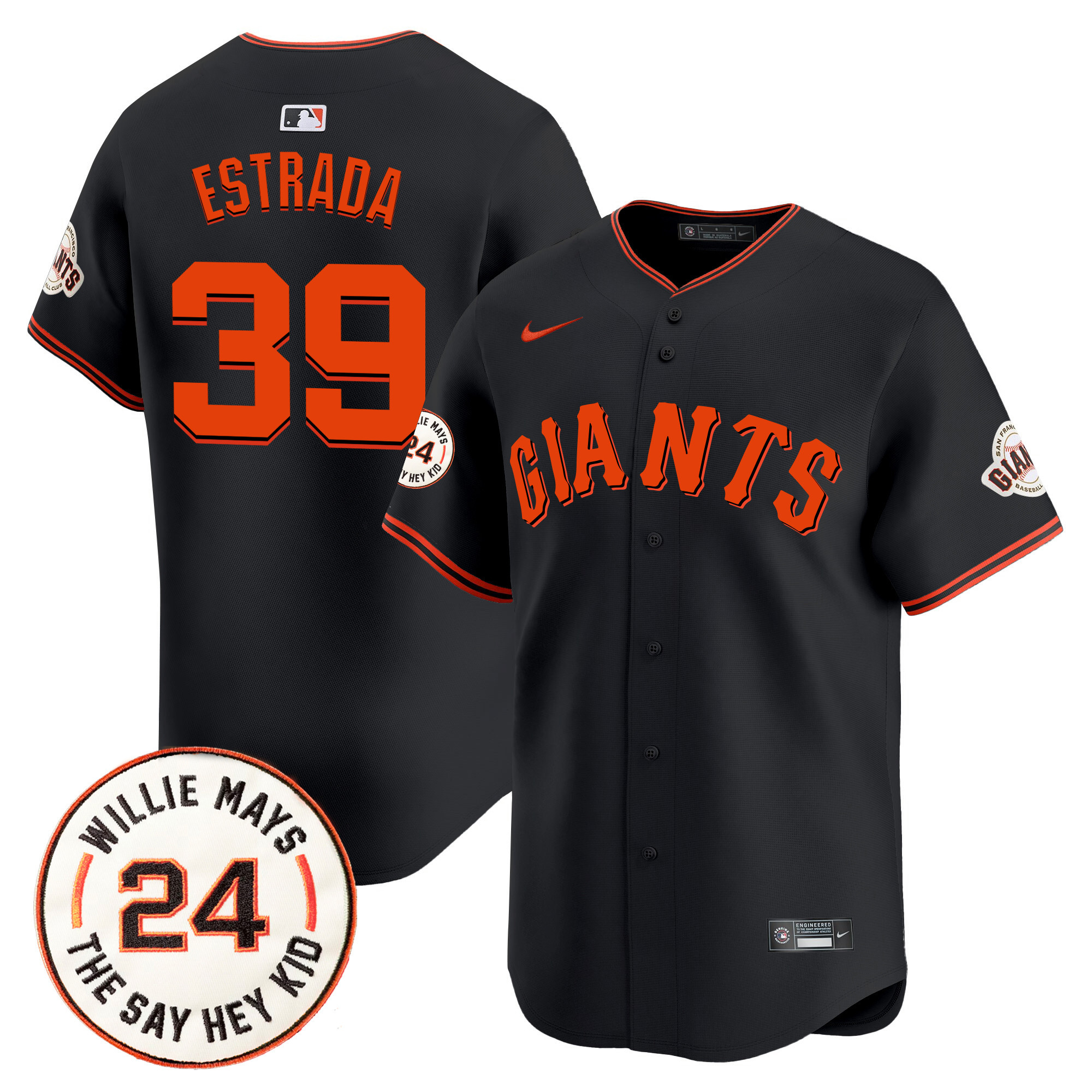 Men's San Francisco Giants 2024 Willie Mays Patch Vapor Premier Limited Jersey V6 - All Stitched