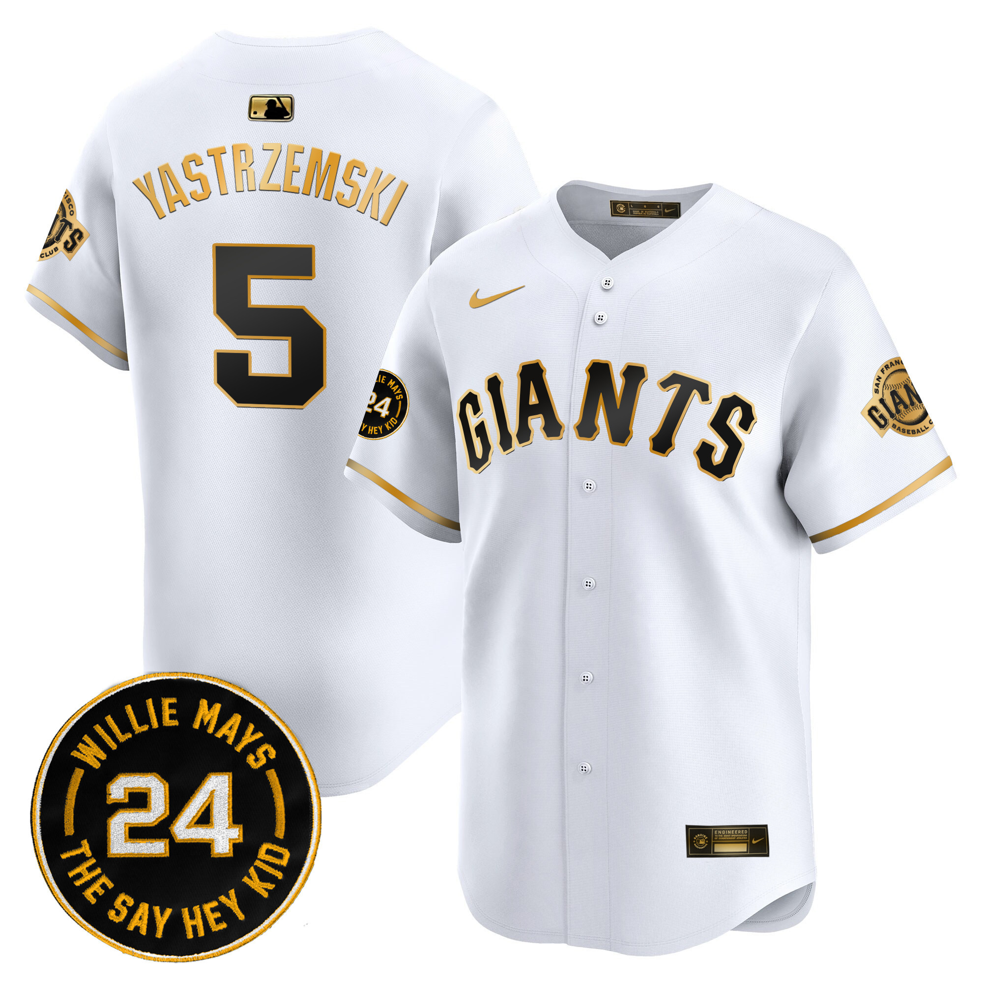 Men's San Francisco Giants 2024 Willie Mays Patch Vapor Premier Limited Jersey V6 - All Stitched
