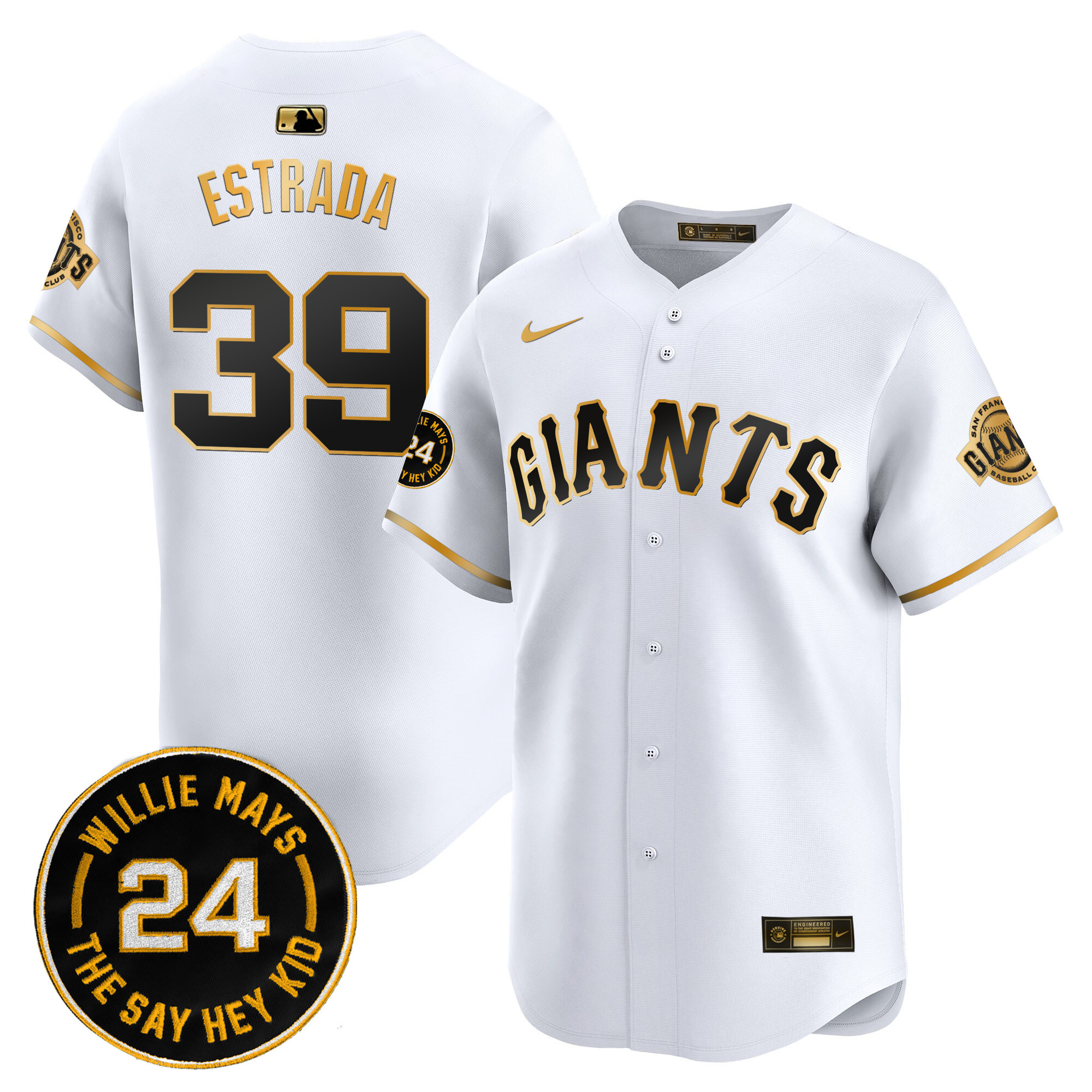 Men's San Francisco Giants 2024 Willie Mays Patch Vapor Premier Limited Jersey V6 - All Stitched