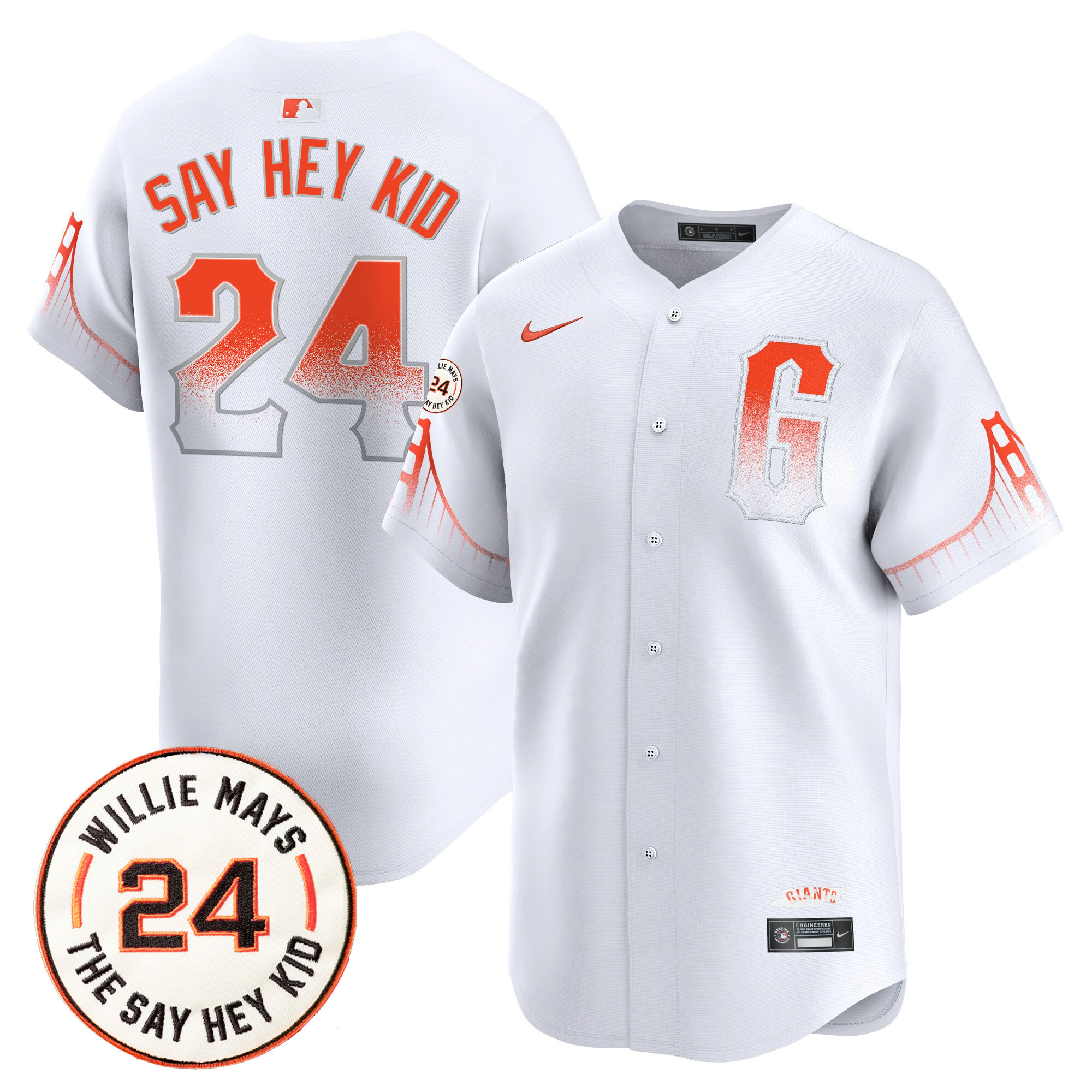 Men's San Francisco Giants 2024 Willie Mays Patch Vapor Premier Limited Jersey V6 - All Stitched